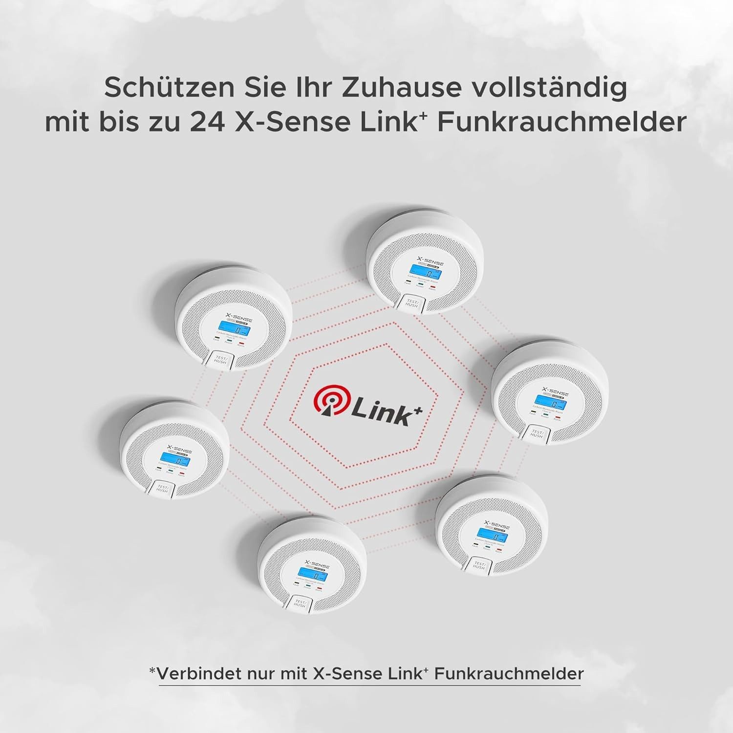 X-SENSE X-Sense CO03D-W Kohlenmonoxidmelder mit Digitalanzeige 2er Set Gasmelder (CO Melder Batterie) – Bild 4 von 5
