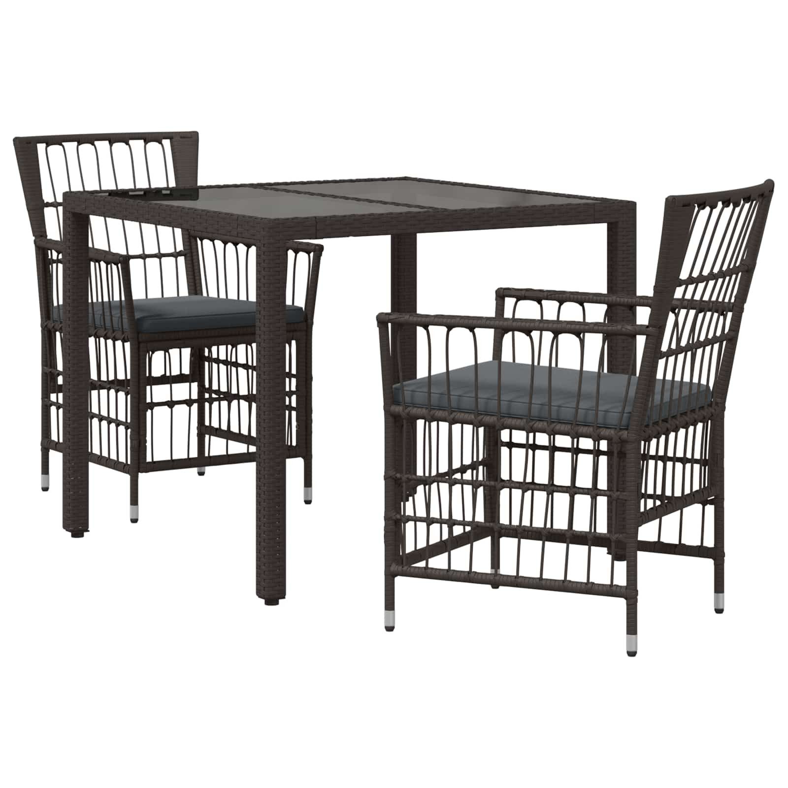 vidaXL Gartenlounge-Set Outdoor-Essgruppe 3 stk. Schwarz Poly-Rattan, (3-tlg)