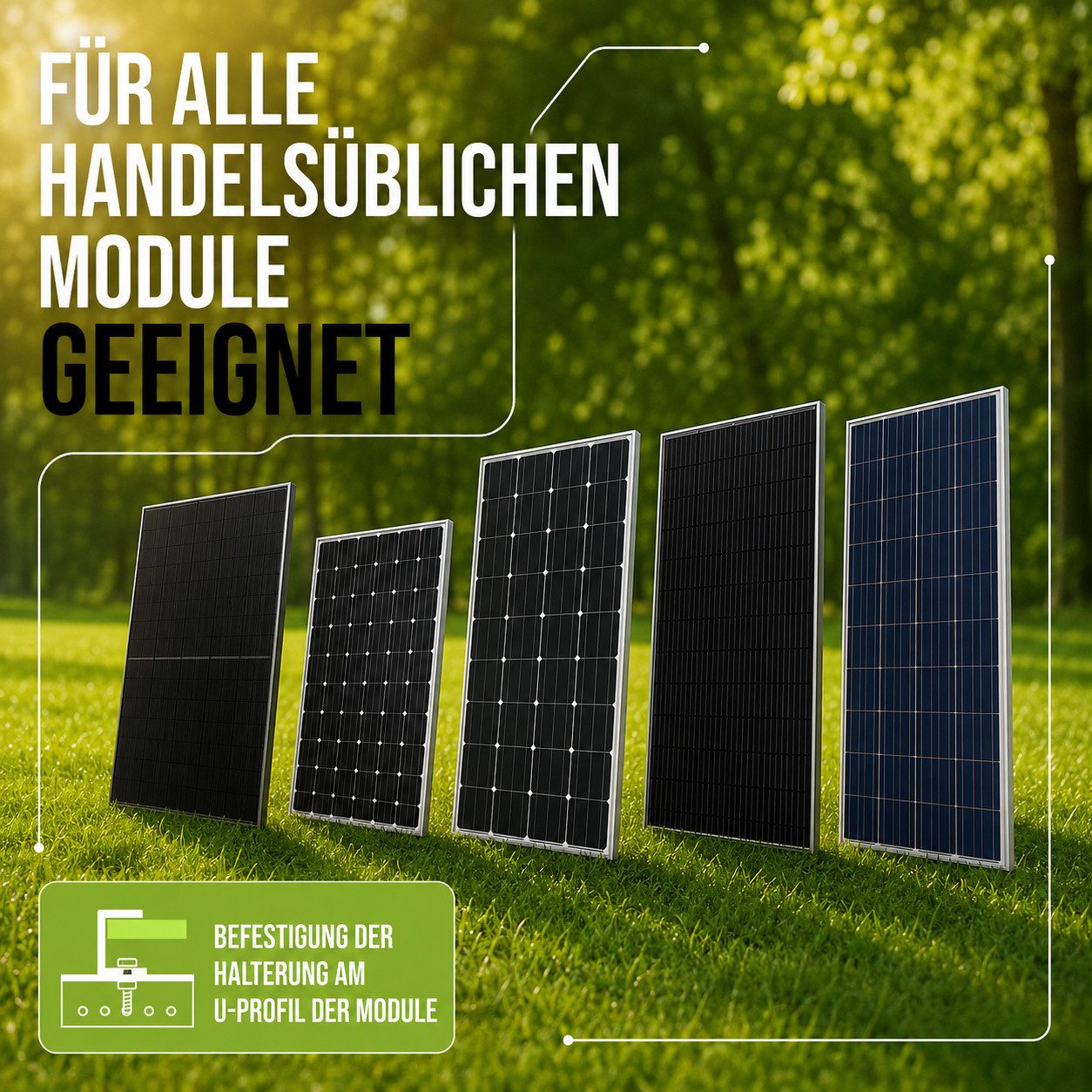Drei Eichen Solarmodul-Halterung Balkonkraftwerk 118cm 3mm Stark. 2x Solarmodule. Wand Balkon Flachdach, (Für 2 Stück Photovoltaikmodule, Länge 118cm - Stärke 3 – Bild 5 von 5