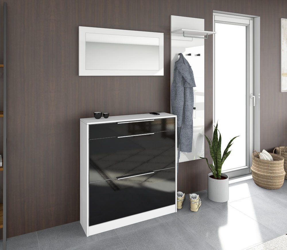 borchardt Möbel Garderoben-Set Oliva, Schuhschrank, Spiegel, Garderobenpaneel, (3-St)