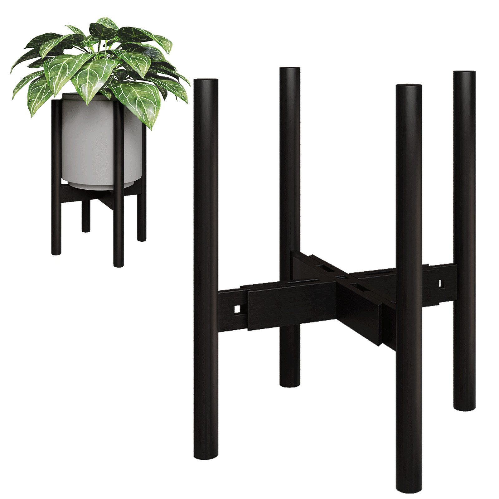 Bamworld Blumenständer Blumenhocker, Pflanzenhocker, Höhenverstellbar & Kippsicher (1 St), für verschiedene Blumentöpfe, höhe 37 cm