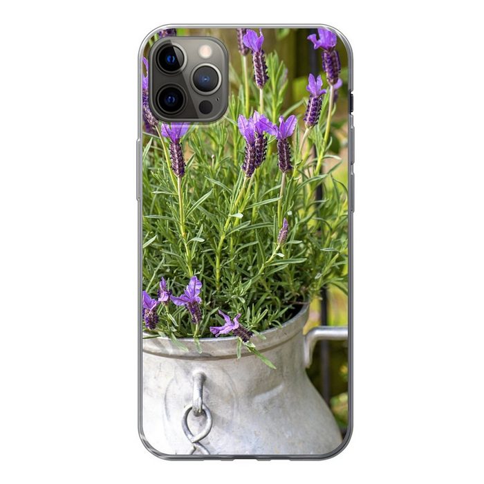 MuchoWow Handyhülle Lavendel in einem Milchkännchen Handyhülle Apple iPhone 13 Pro Max Smartphone-Bumper Print Handy