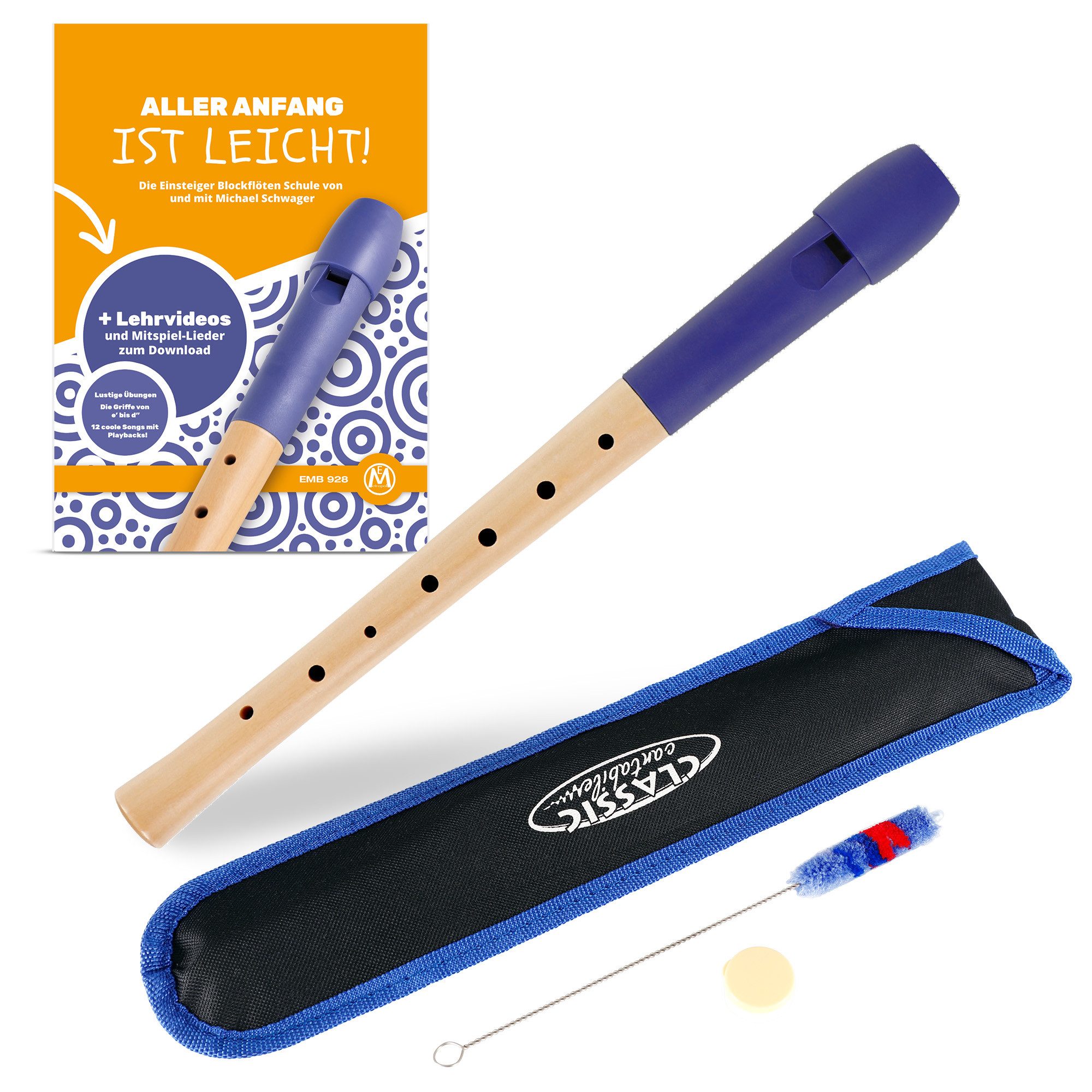 Classic Cantabile Blockflöte Pivella C-Sopran Blockflöte - Aus Ahornholz mit Kopf aus Kunststoff Sopran deutsch