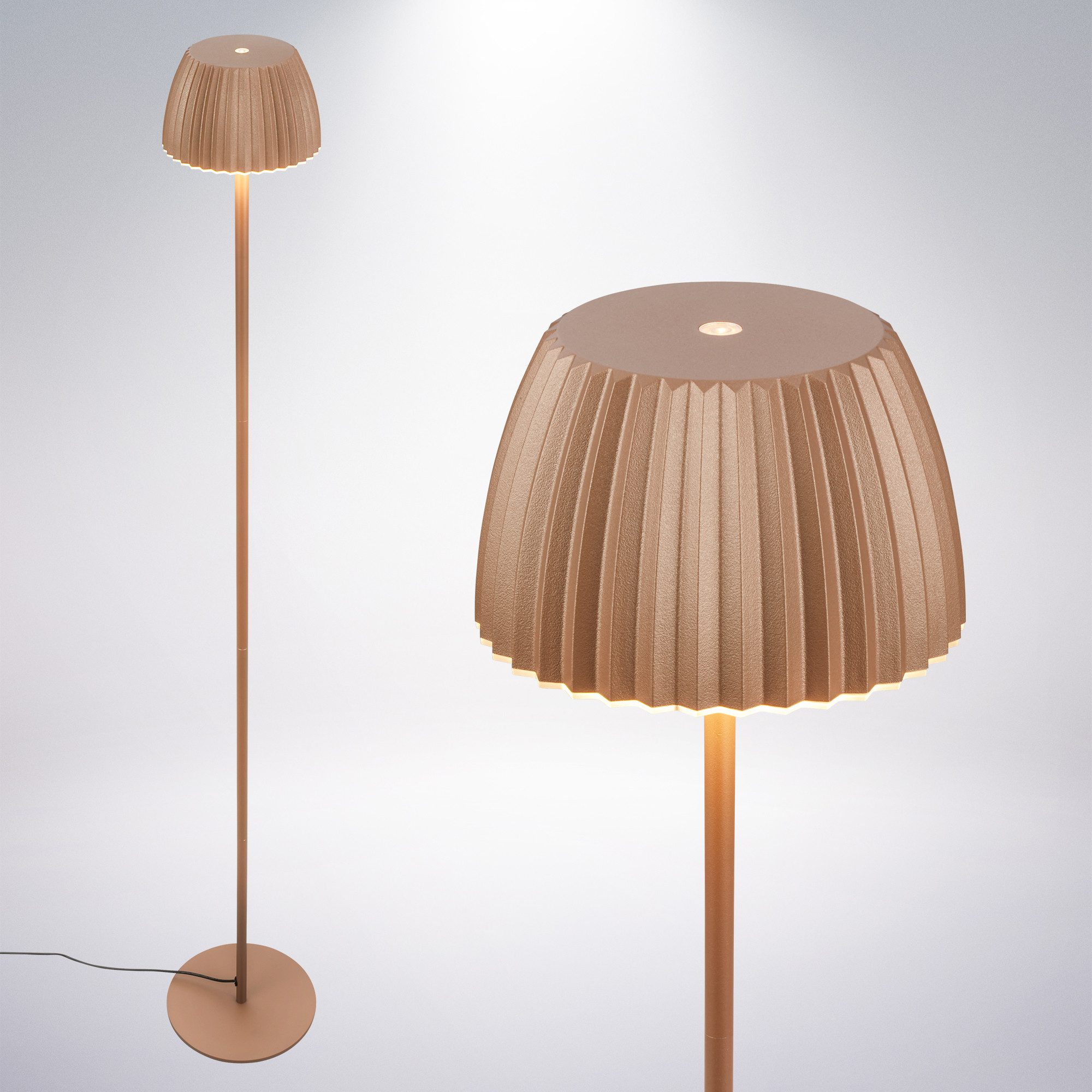 Briloner Leuchten LED Stehlampe Riffle Stehleuchte dimmbar Design Award akku oder kabel, mit Kabel, LED fest integriert, 2700K - Extra-Warmweiß
