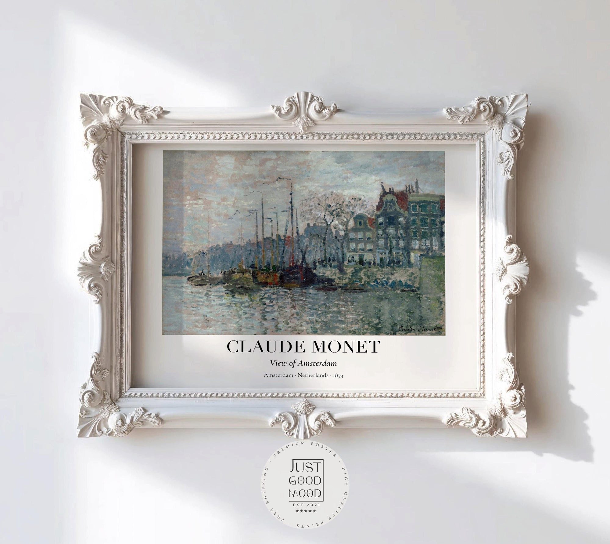 JUSTGOODMOOD Poster Premium ® Claude Monet Poster Amsterdam 1874 Vintage, (1 St), verschiedene Größen wählbar