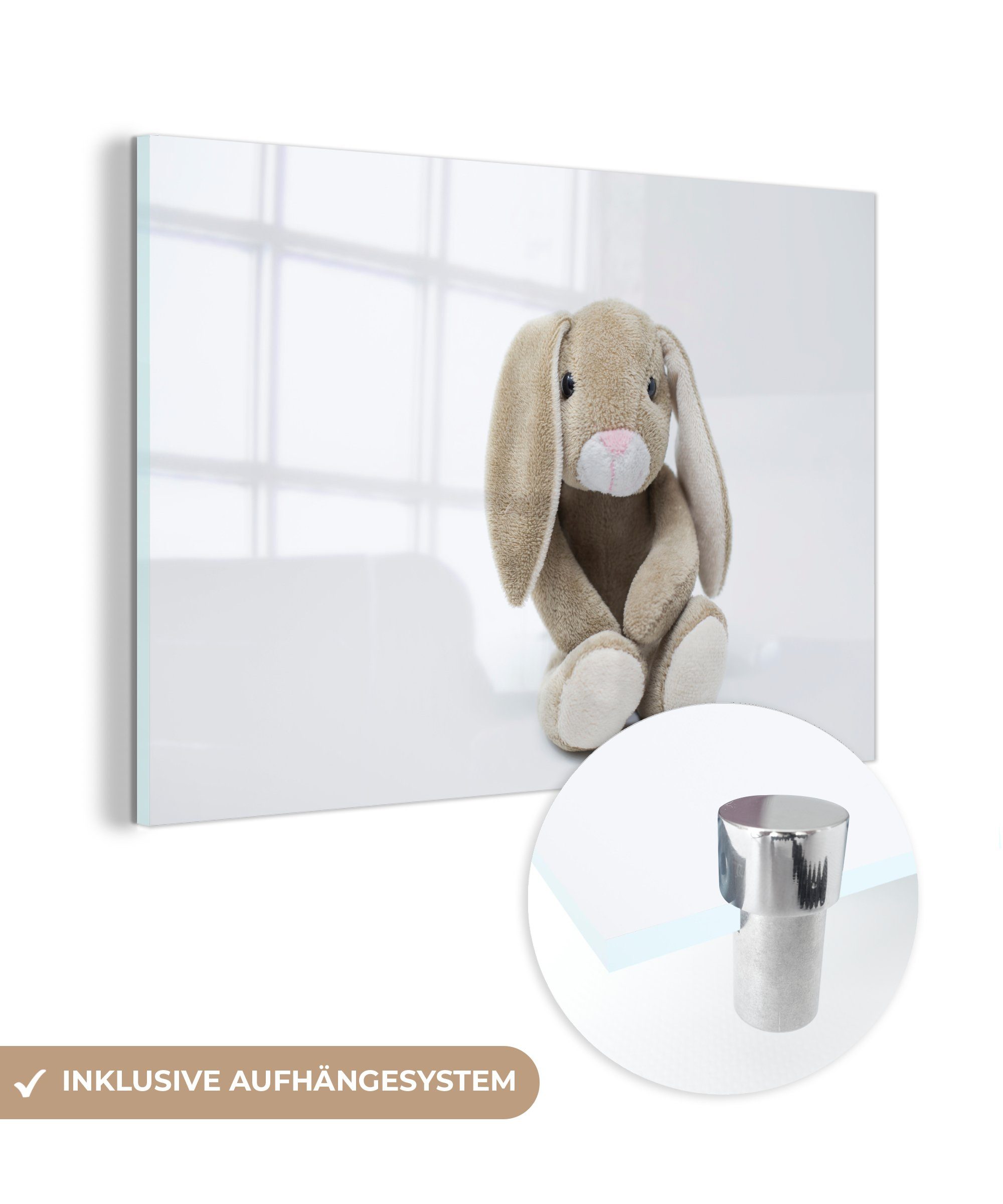 konkurrenzfähiger Preis MuchoWow Acrylglasbild Stofftier - Kaninchen Wohnzimmer Schlafzimmer Weiß, St), Acrylglasbilder - (1 &