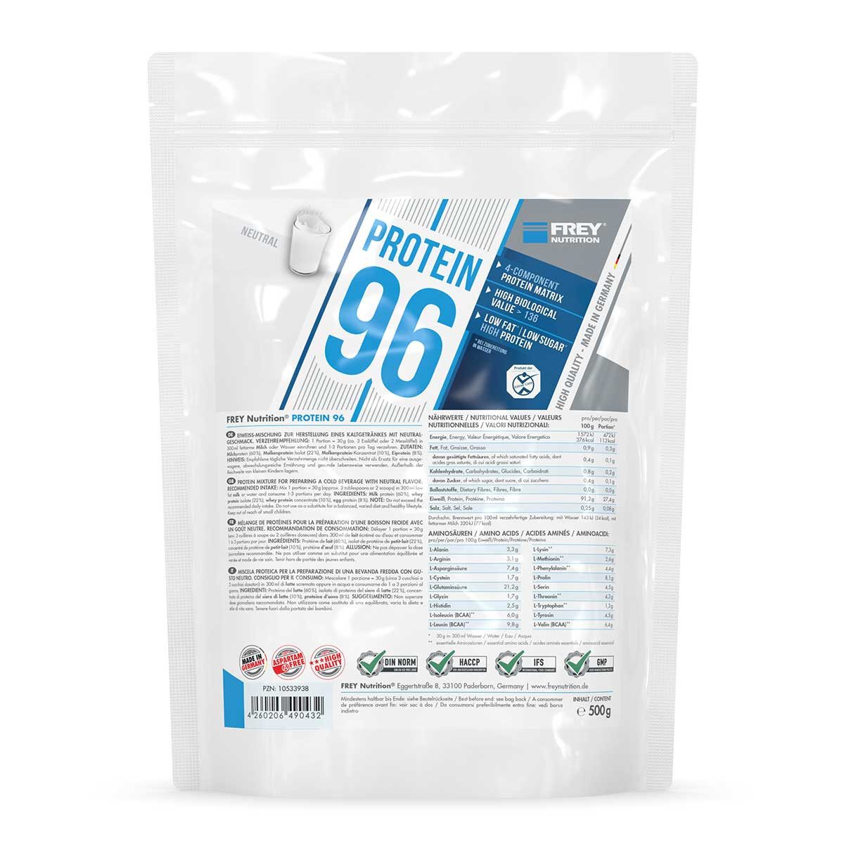 Frey Nutrition Frey Nutrition Protein 96 - 500g Pulver