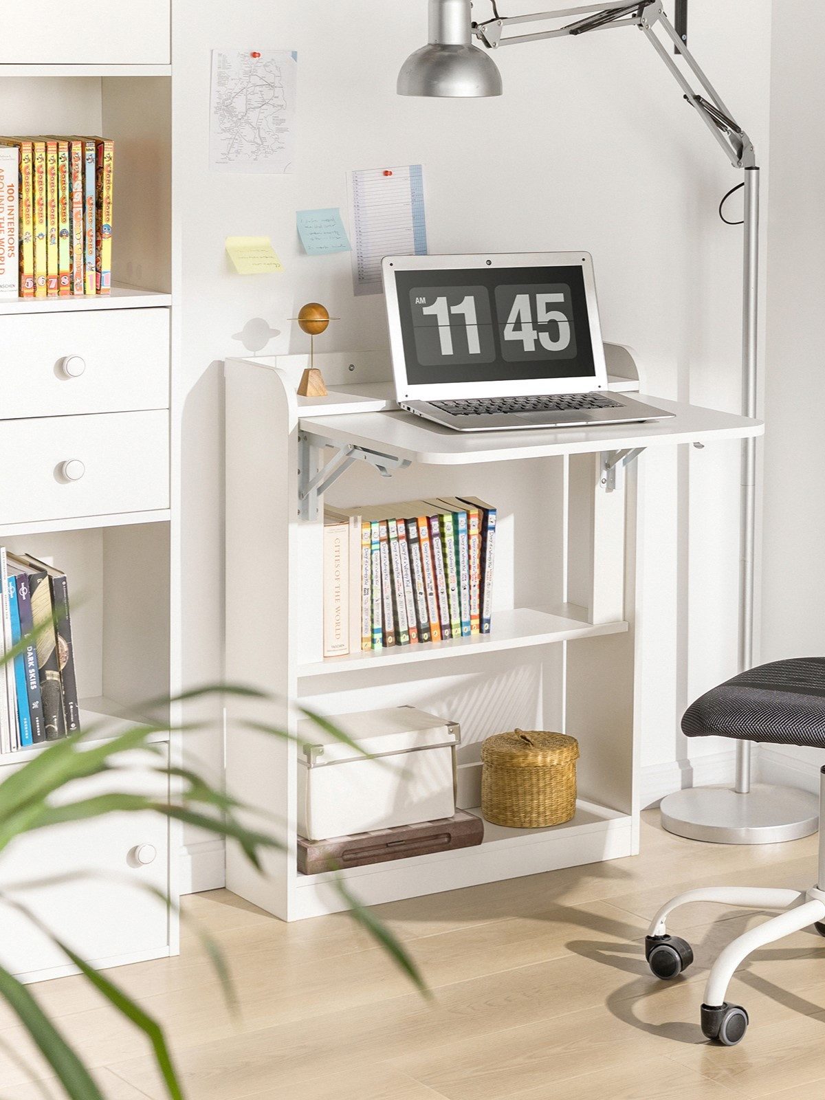 SoBuy Schreibtisch FWT92, Schreibtisch klappbar Computertisch mit Ablagen Arbeitstisch Wandtisch
