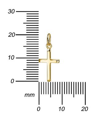 JEVELION Kreuzkette kleiner Kreuz Anhänger 585 Gold - Made in Germany (Goldkreuz, für Damen und Herren), Mit Kette vergoldet - Länge wählbar 36 - 70 cm.