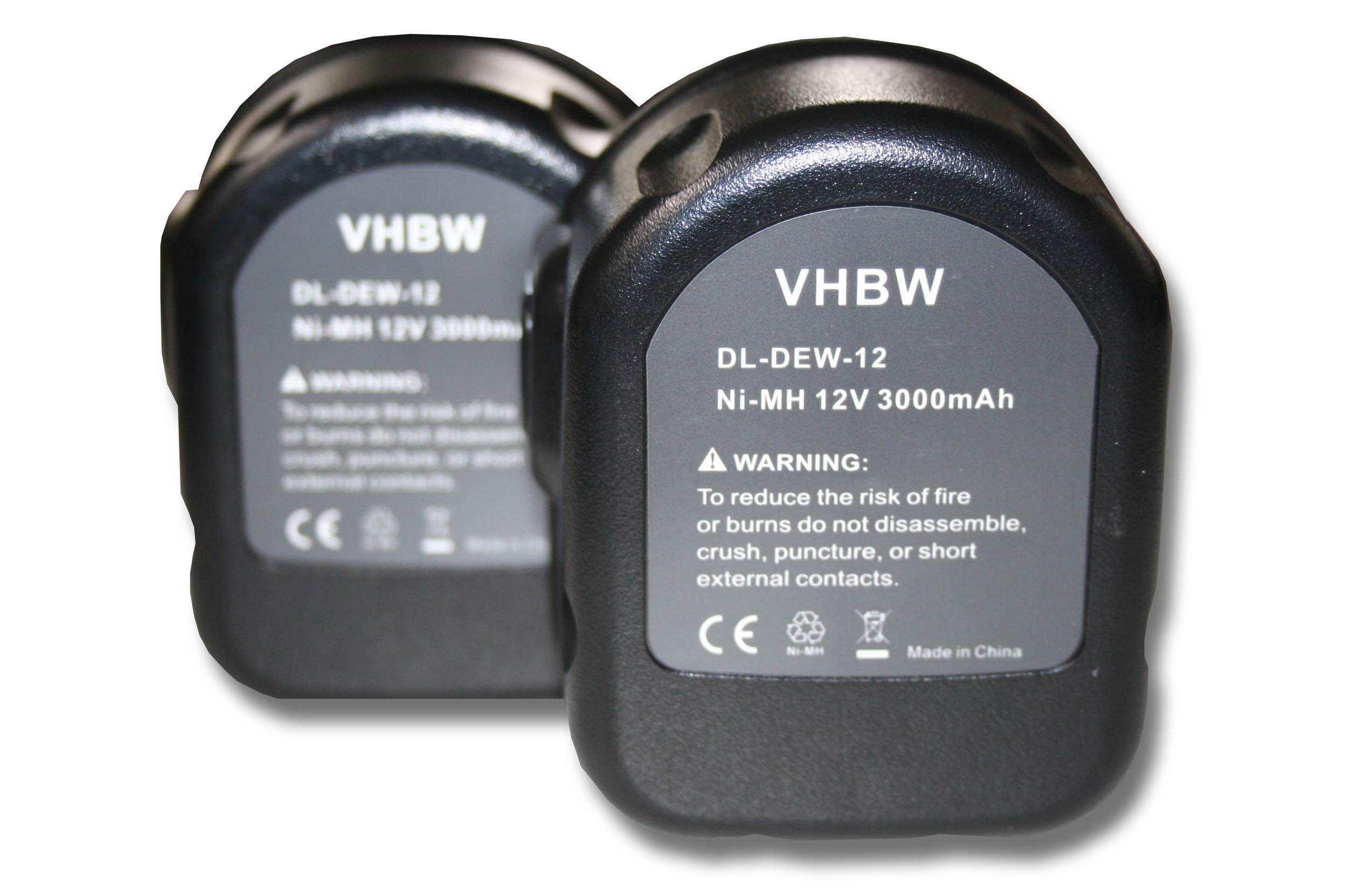 vhbw Akku passend 12V, für mit DeWalt DW953RFK2, (3000mAh, mAh DW970, DW965K, DW971K-2 DW965K-2, Kompatibel Elektrowerkzeug 3000 NiMH) DW968K-2, DW965