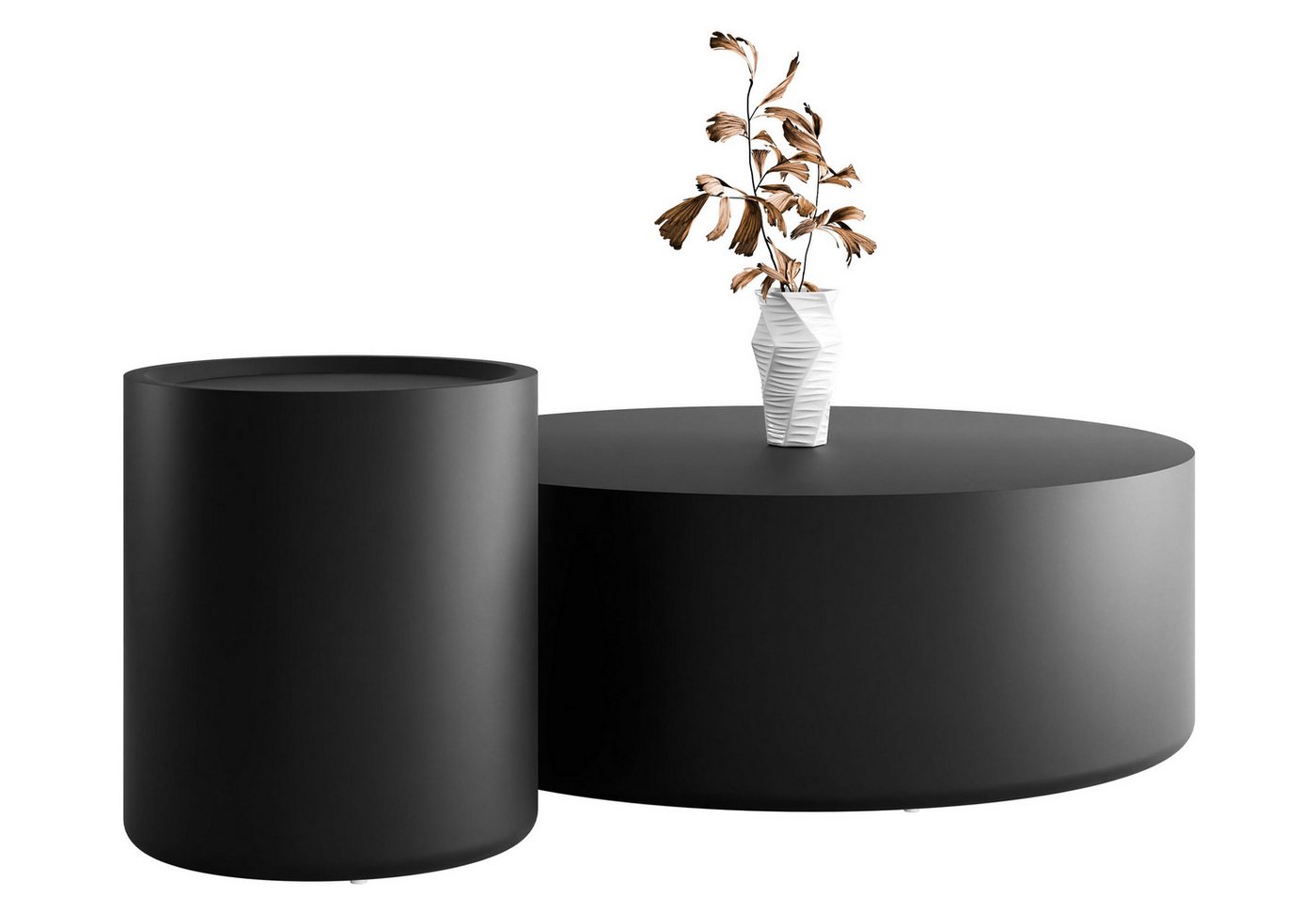 Lookway Couchtisch DUALO Couchtisch-Set – Modernes Design fürs Wohnzimmer (2er Set), Durchmesser: ⌀90 cm & ⌀40 cm, Höhe: 45,5 cm und 32,5 cm