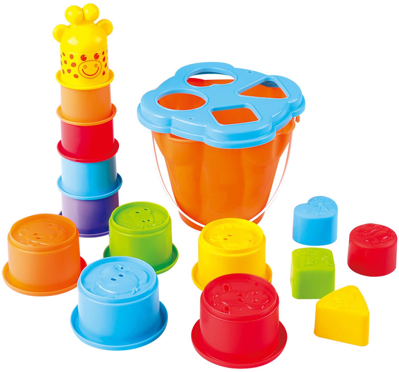 Stapelspielzeug Stapelbecher Stapelturm Giraffe mit Steckspiel Baby Lernspielzeug +12M