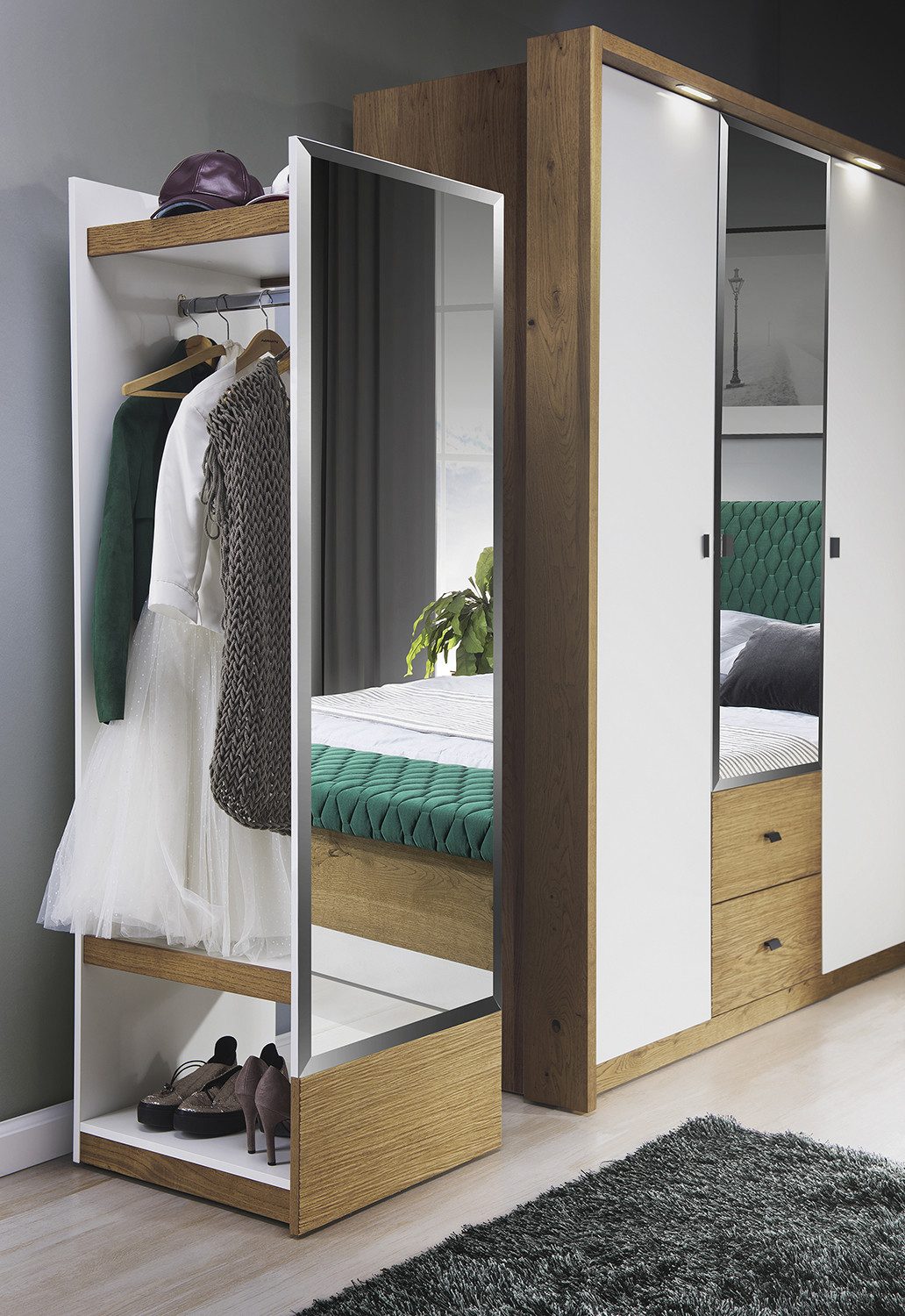 Xlmoebel Wandregal Designer Regalsystem mit Trennwand in modernem Design und Holzoptik, Wandregal, Hergestellt in Europa