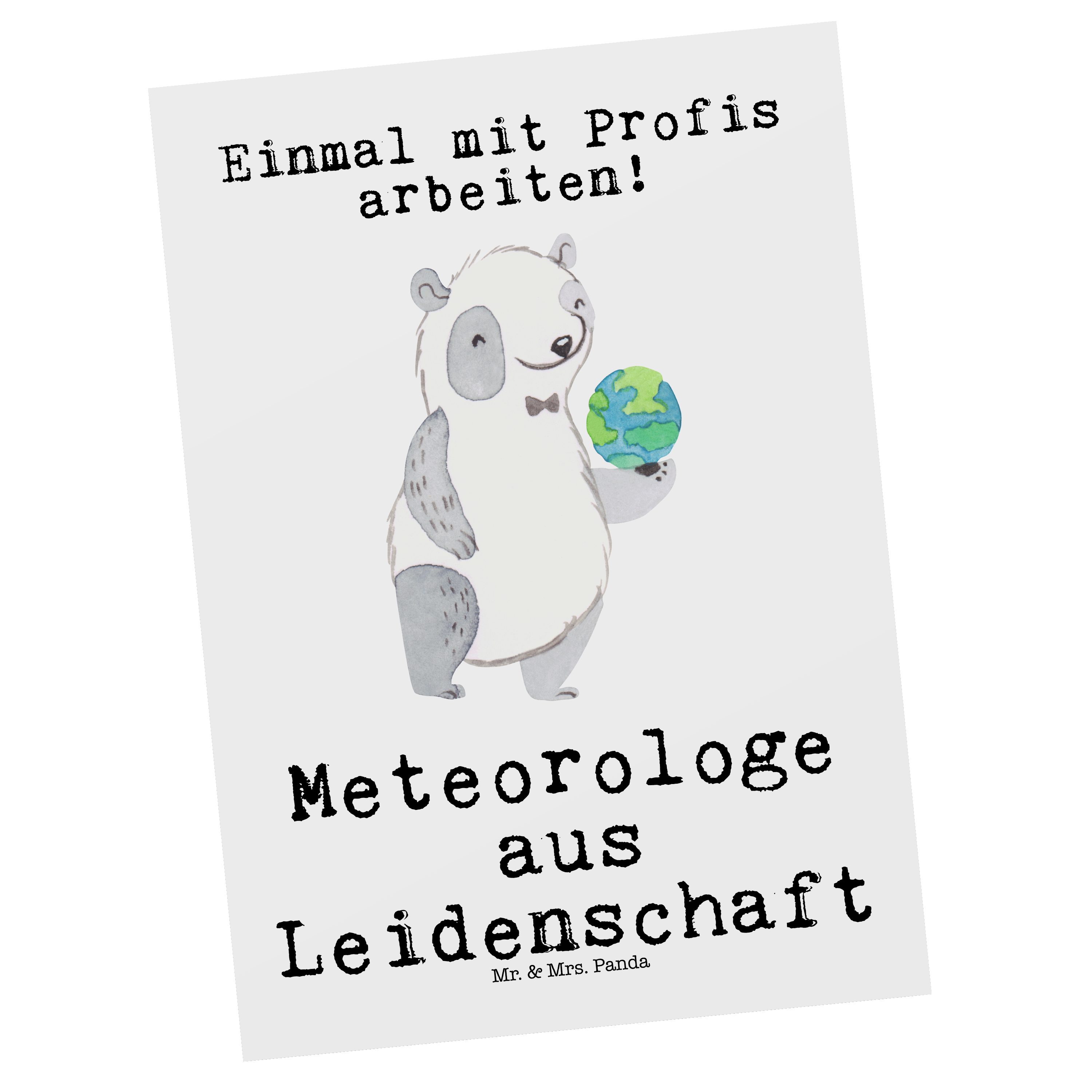 Mr. & Mrs. Panda Postkarte Meteorologe aus Leidenschaft - Weiß - Geschenk, Grußkarte, Rente, Kar