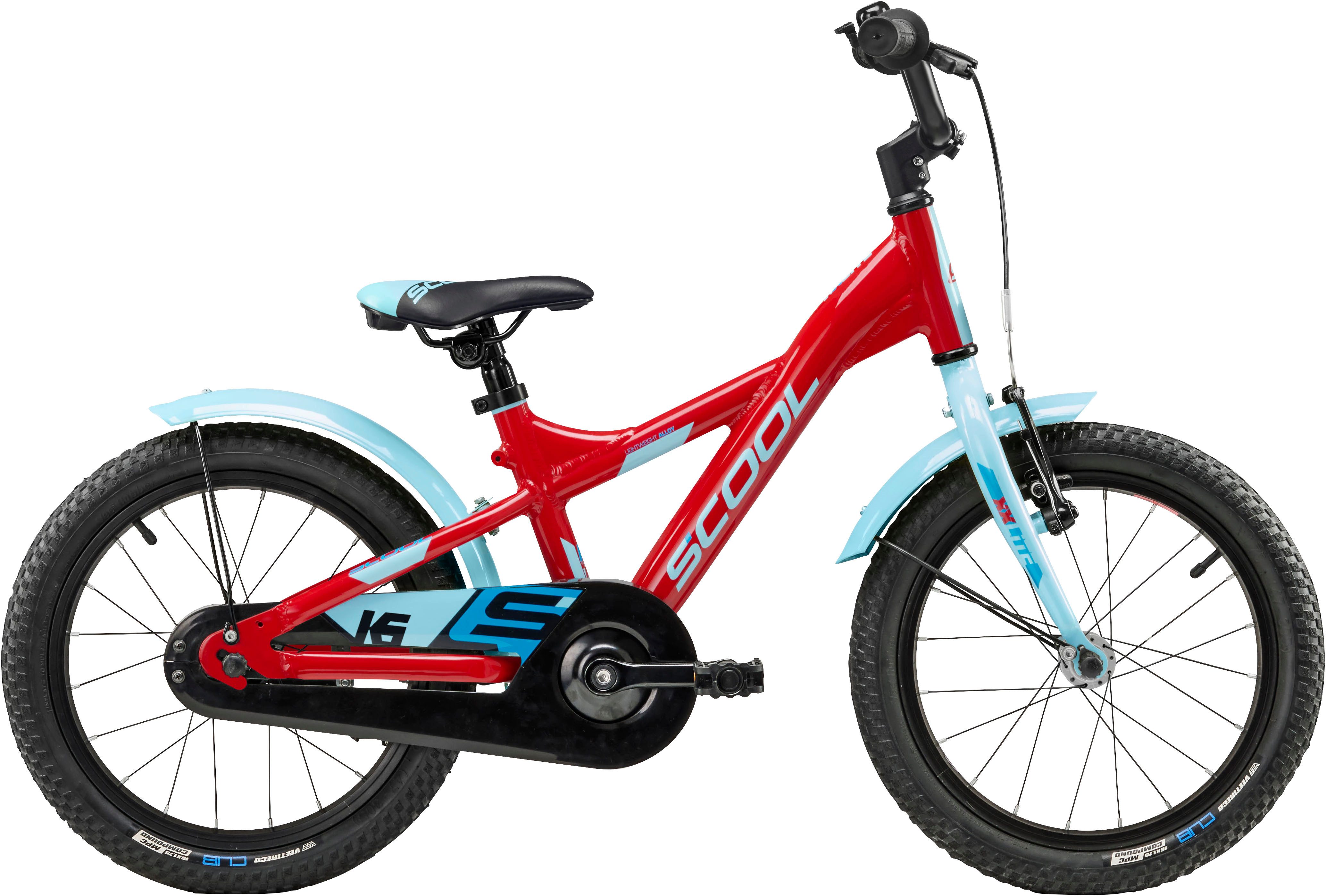 S’COOL Kinderfahrrad S'COOL XXlite 16-1S - Red/Light Blue, 1 Gang, ohne Schaltung, Stützräder montierbar