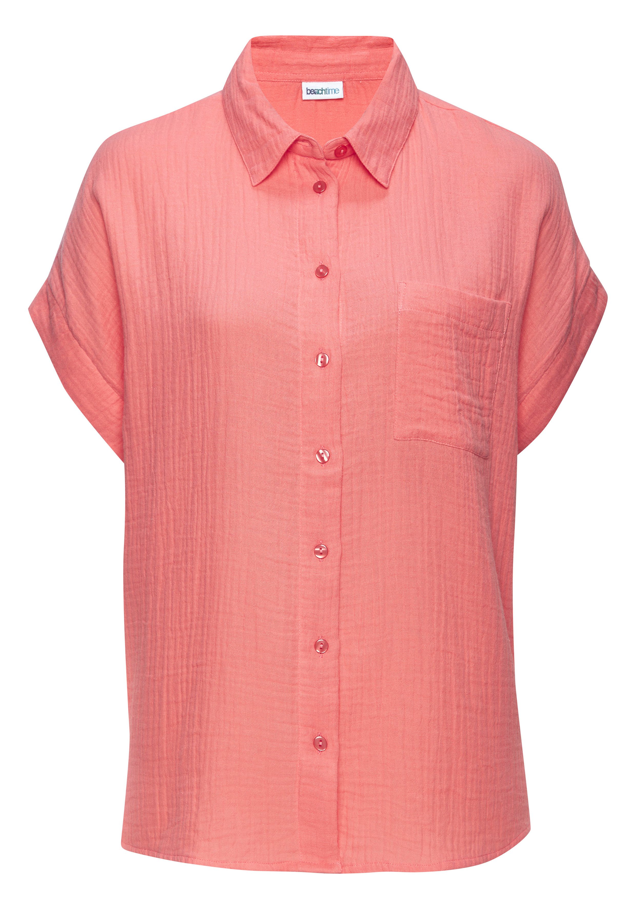 Beachtime Kurzarmbluse aus Musselin, Hemdbluse, Oversize. € 29,99