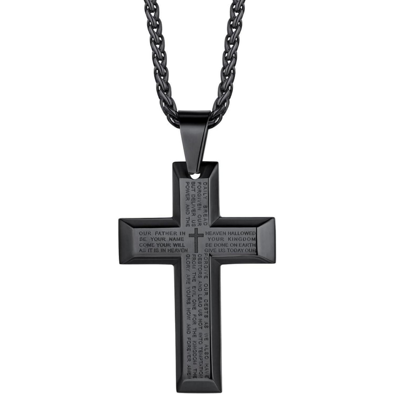 LuxusKollektion Kreuzkette Edelstahl Kreuz Anhänger Halskette Silber Gold Schwarz Unisex 50+5cm