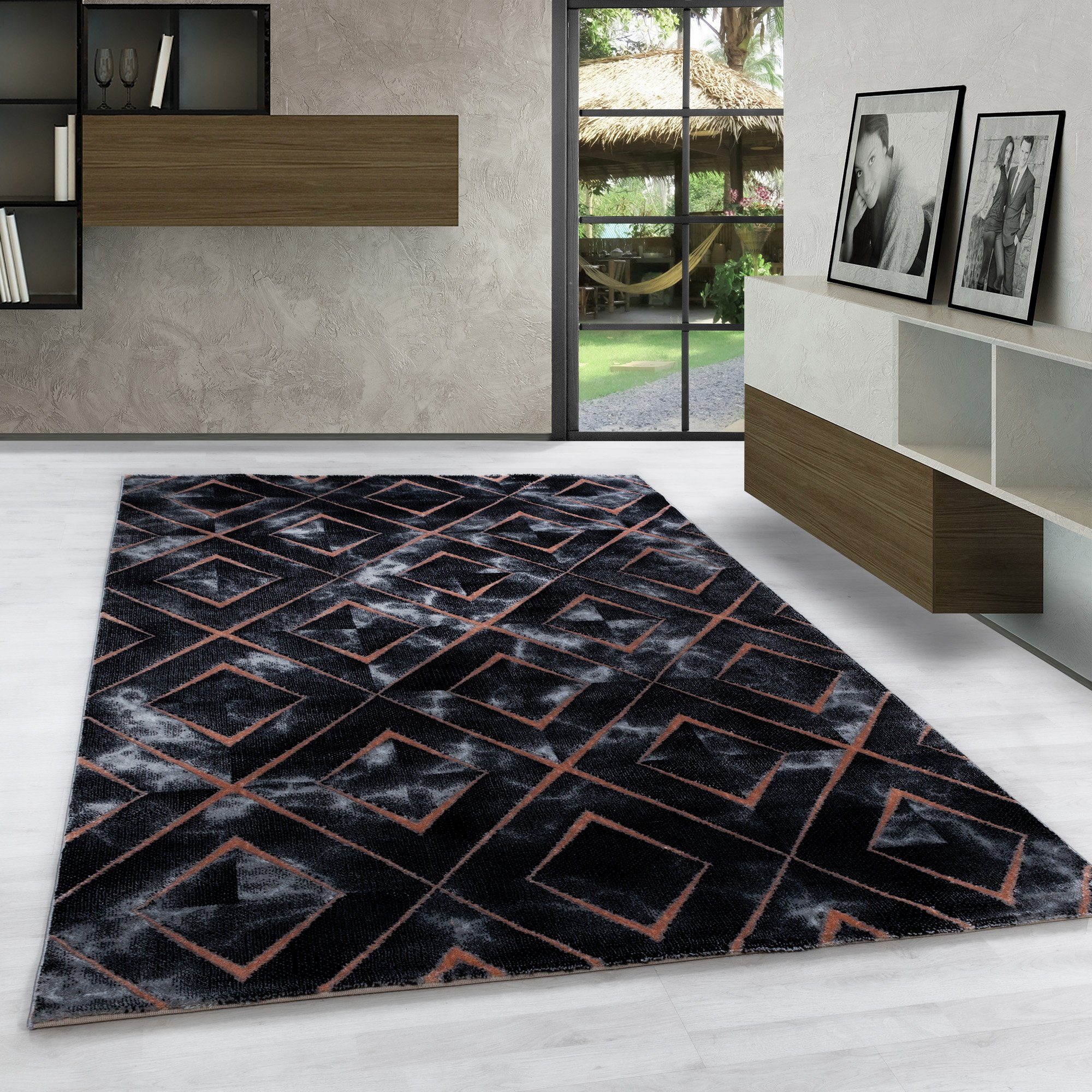 Designteppich Marmor Design, mm, Wohnzimmer Marmor Stil Höhe: Carpetsale24, Design Läufer, Skandinavische 12 Kurzflor Teppich