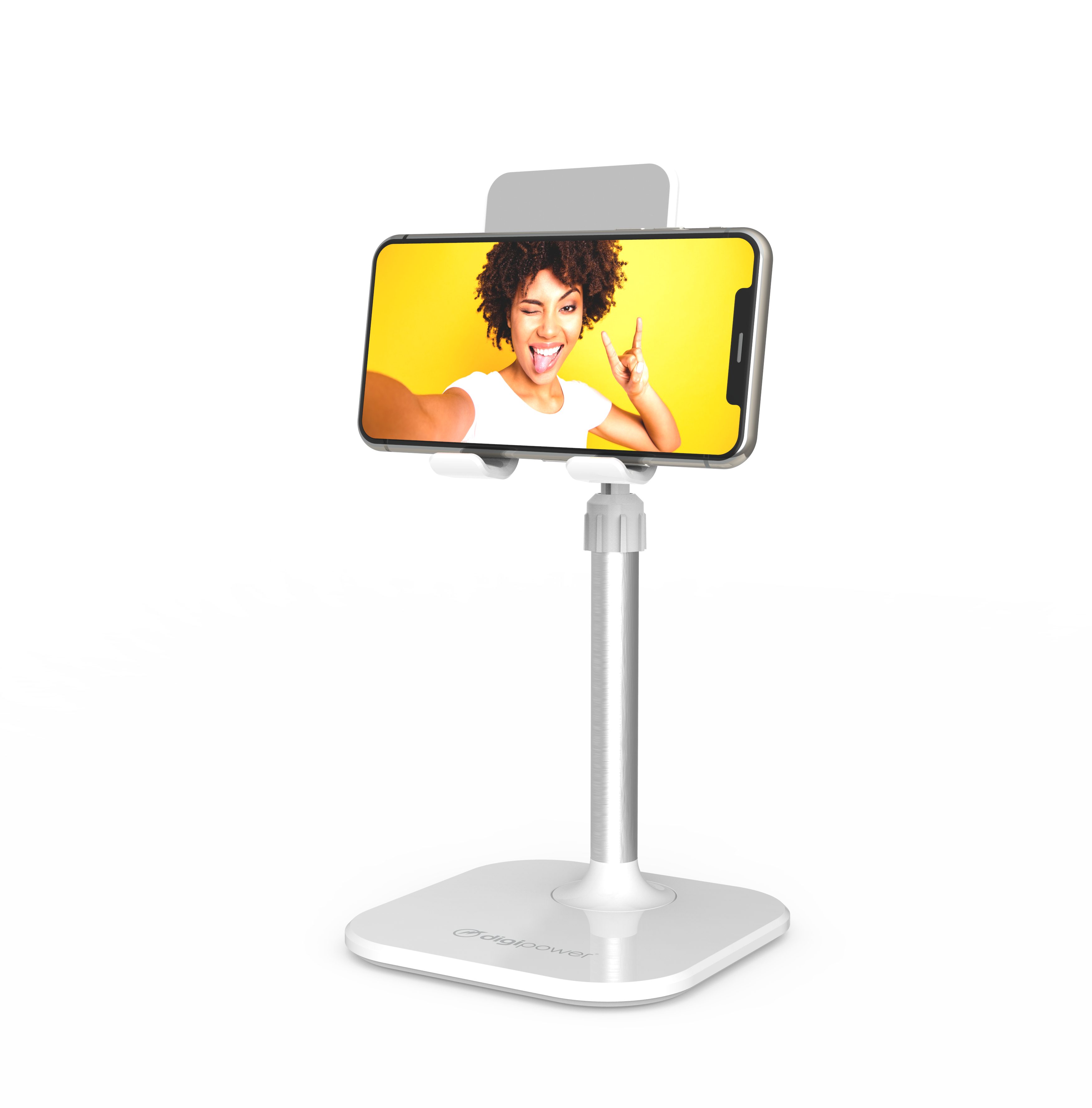 DigiPower Smartphone-Halterung Höhenverstellbarer Smartphone- und Tablet-Ständer, bis 25cm Diagonale, (höhenverstellbar, für Handy und Tablet)