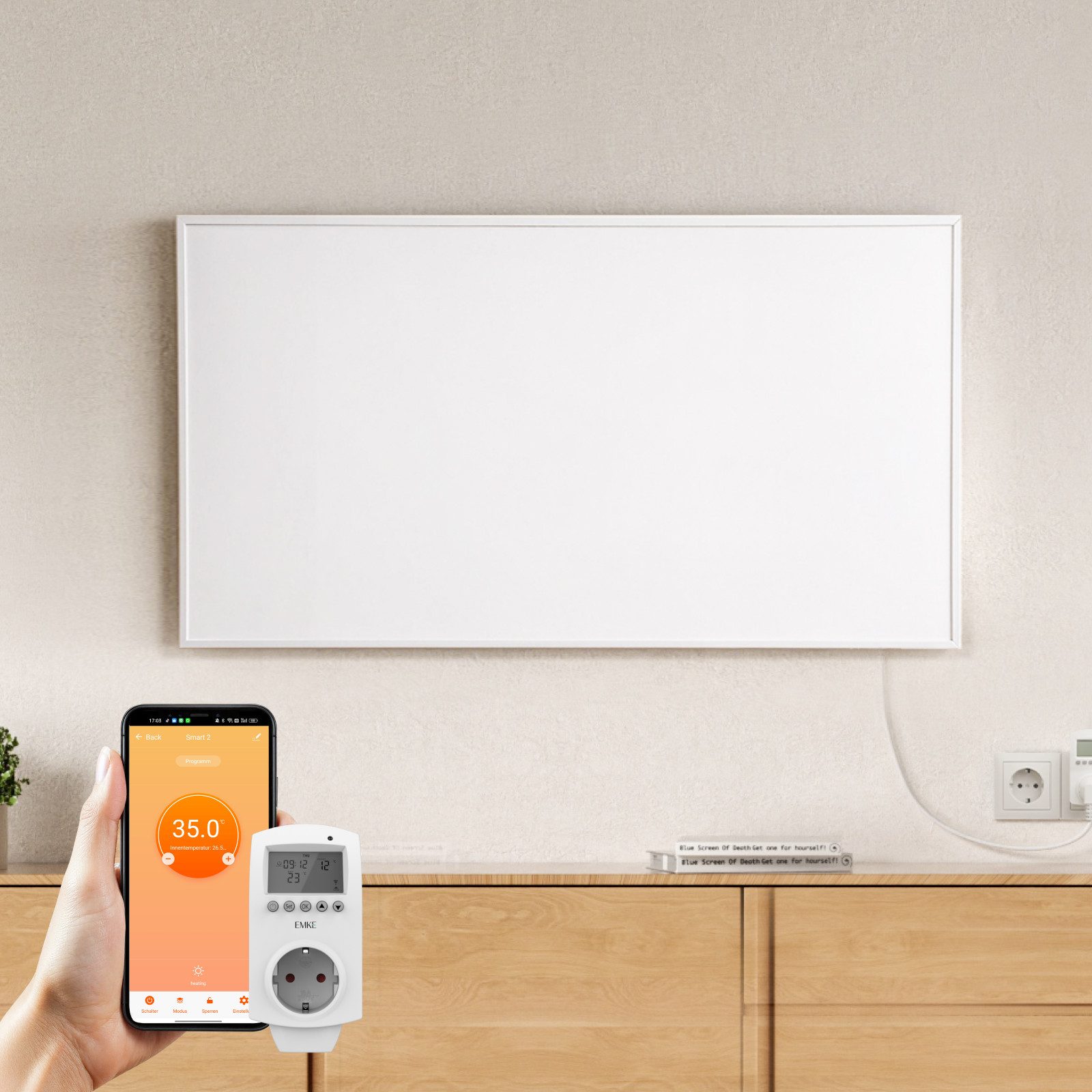 EMKE Infrarotheizung Infrarot-Bildheizung mit Kunstdruck, 300-1200 W, mit Thermostat