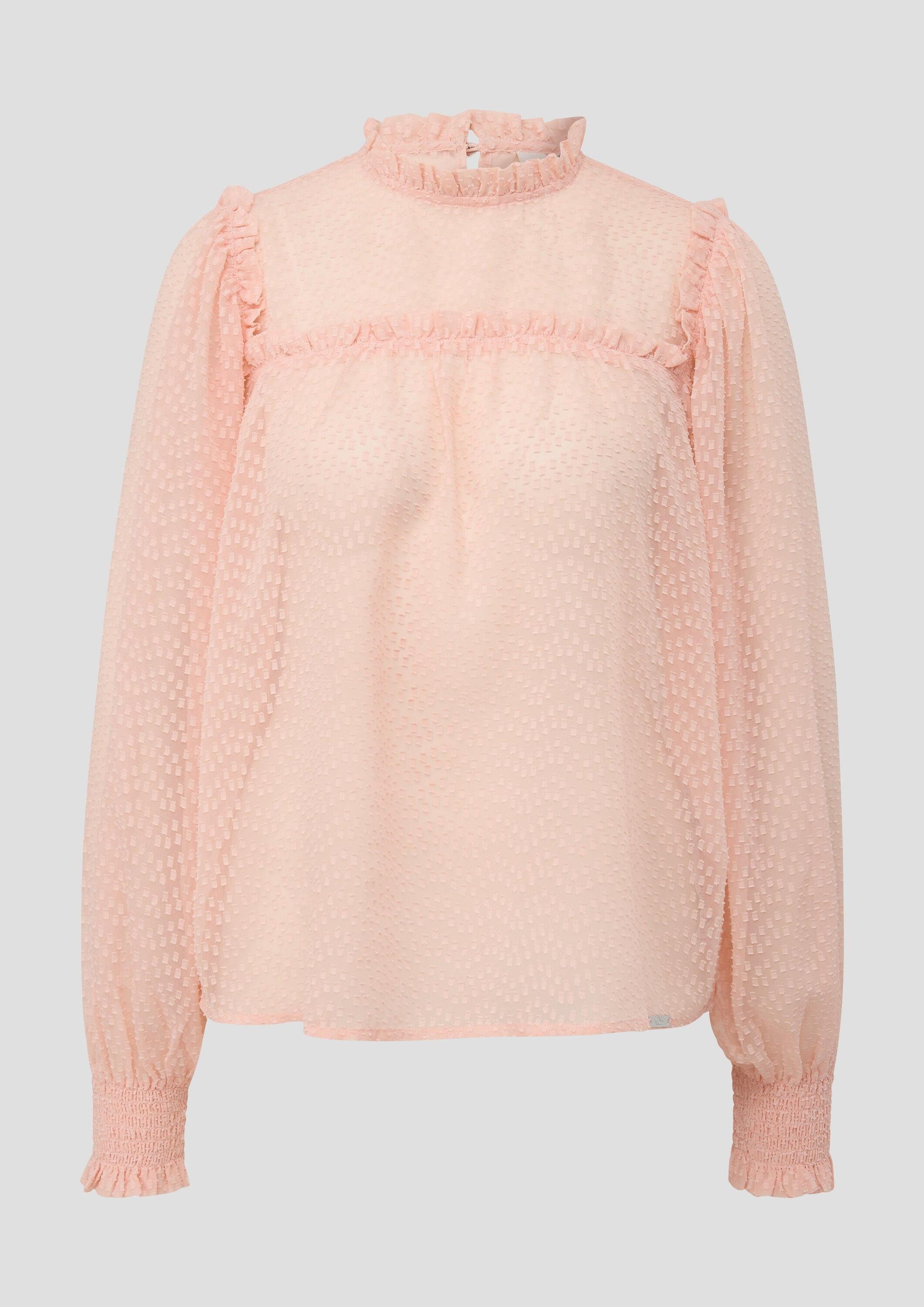 QS Langarmbluse Bluse Chiffon Bluse mit Dobby-Struktur