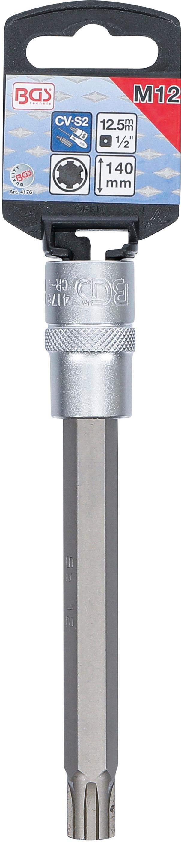Keil-Profil 140 12,5 Antrieb (1/2), mm, technic Bit-Schraubendreher (für Innenvierkant BGS Bit-Einsatz, M12 Länge RIBE) mm