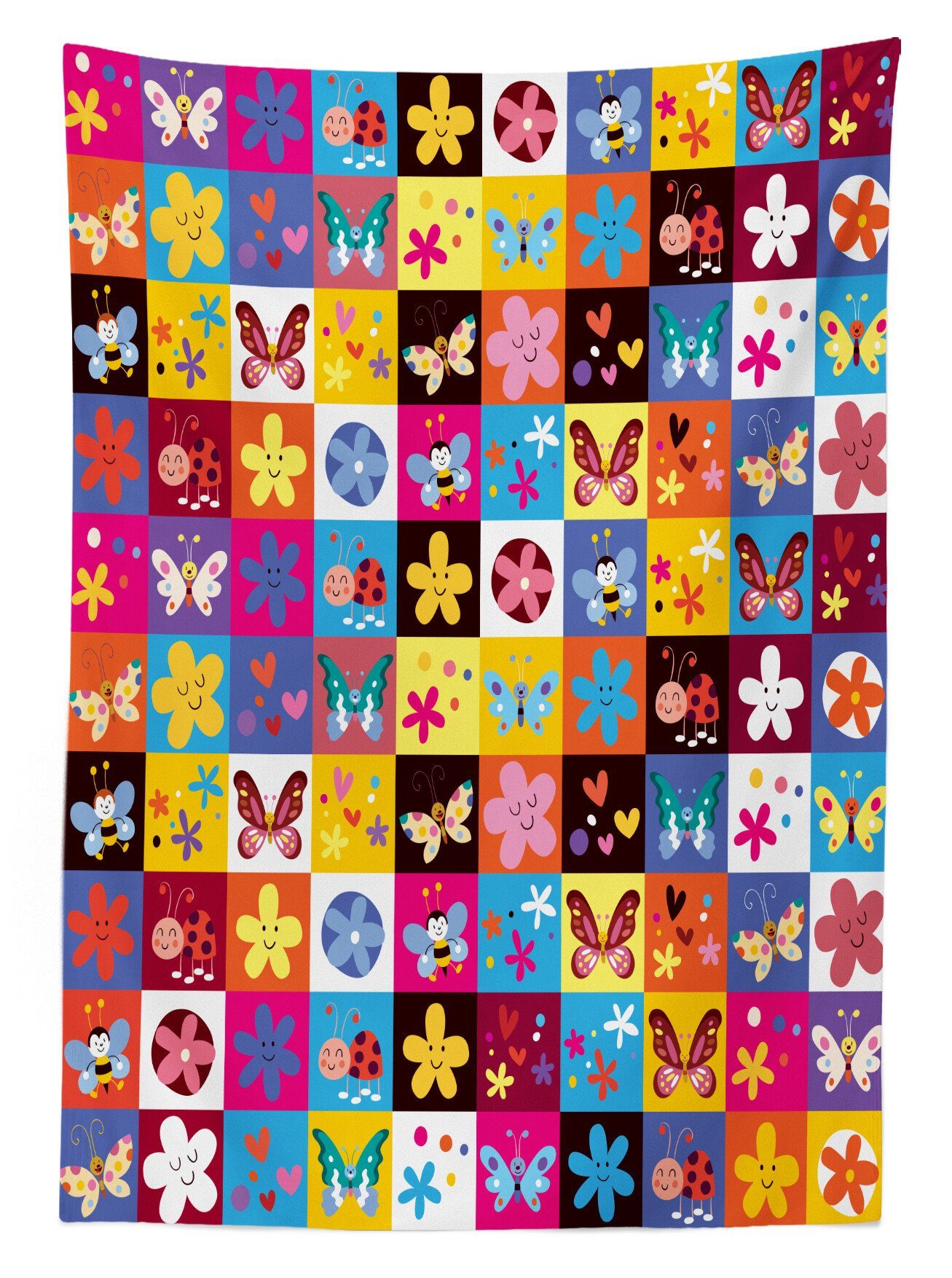 Abakuhaus Tischdecke Farbfest Waschbar Für geeignet Außen Abstrakt Käfer Farben, den Klare Blumen Bienen Bereich