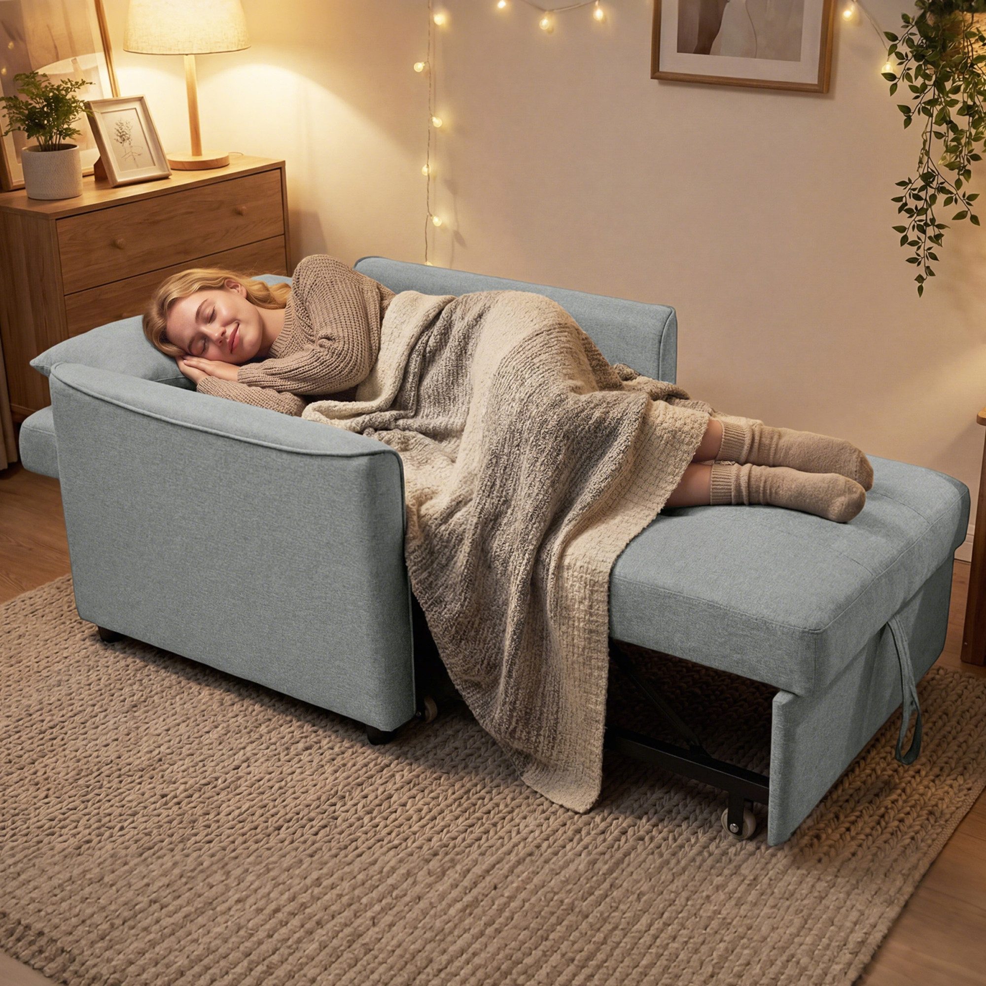 MC Star Schlafsofa 3-in-1 Schlafsessel, Ausziehbarer Sofa-Bett Sessel, mit Verstellbarer Rückenlehne, Grau