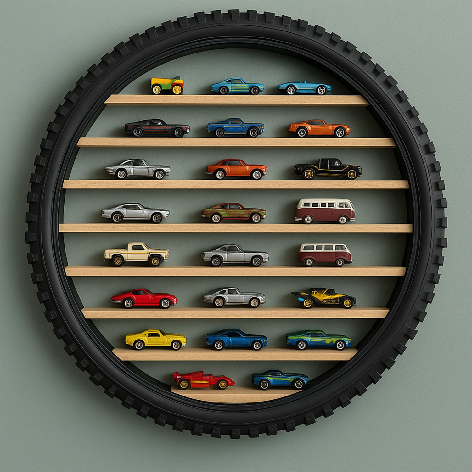 Jungengel Sammlerauto Wandregal Reifen Holz für Spielzeugautos Sammlerkaste günstig online kaufen