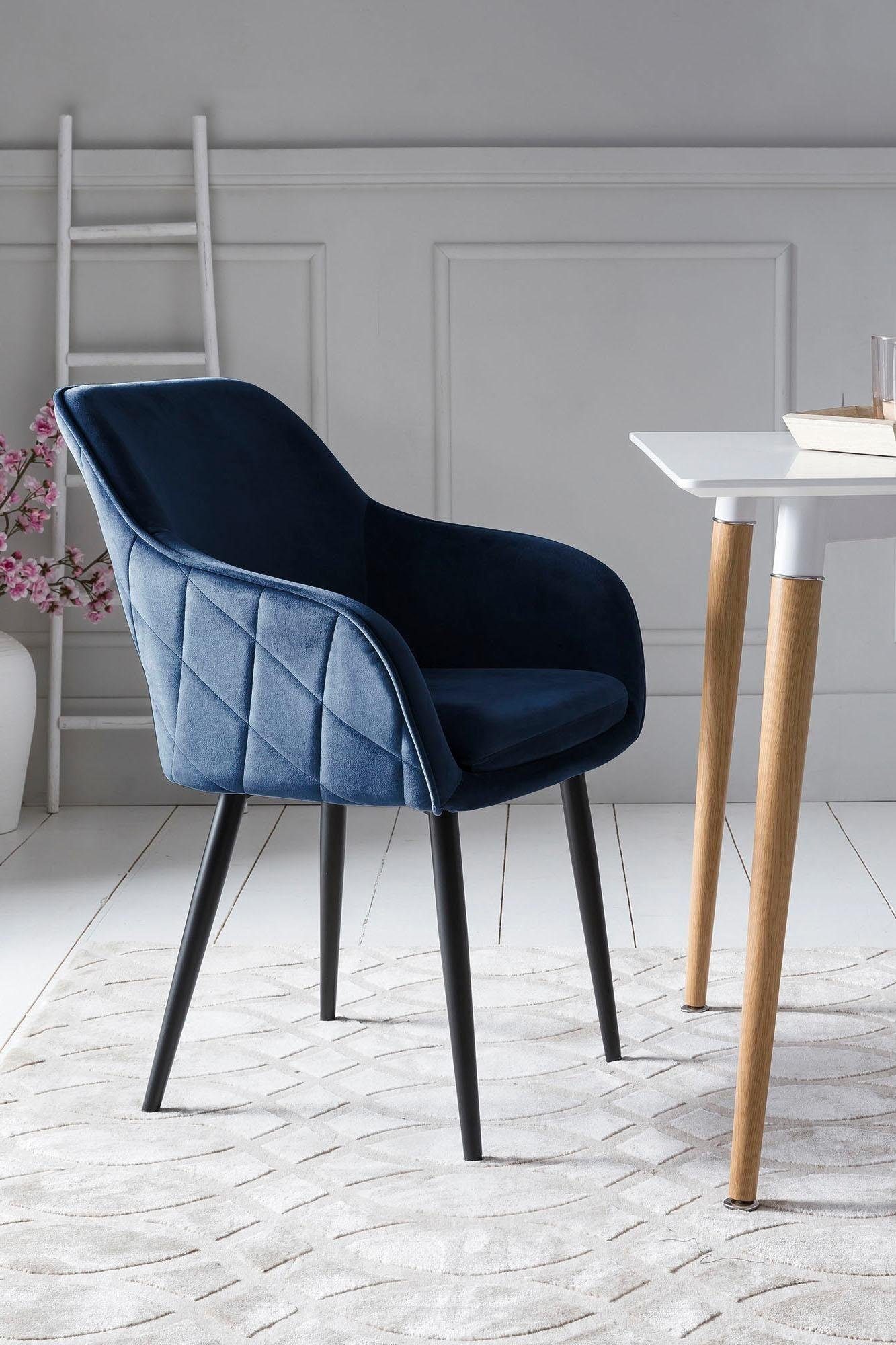 SalesFever Armlehnstuhl, mit Diamantsteppung auf der Rückseite blau/schwarz | blau | Stühle
