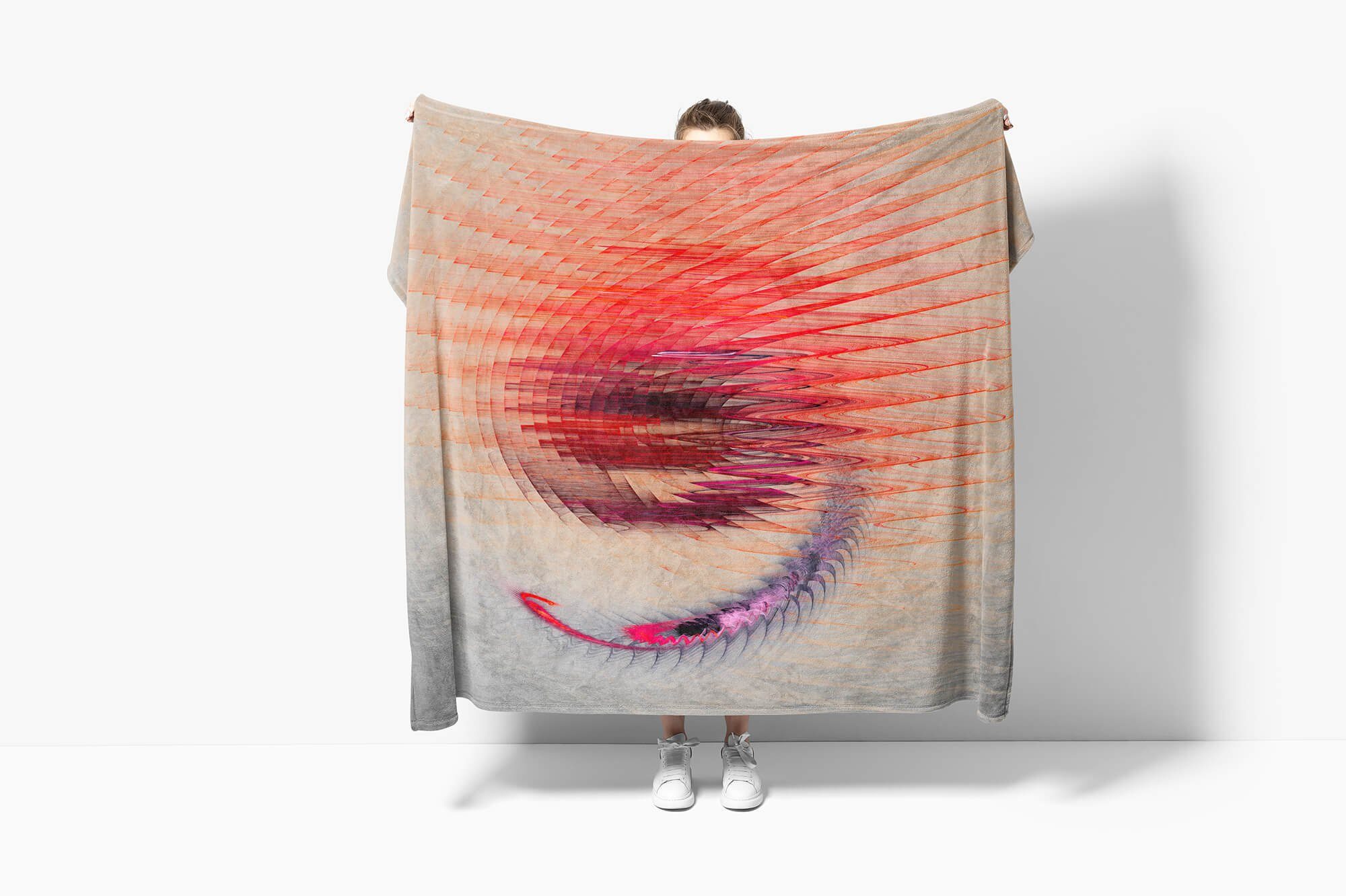 Strandhandtuch Motiv, Baumwolle-Polyester-Mix Kuscheldecke Handtücher mit abstrakten Sinus Handtuch Saunatuch (1-St), Enigma Art Handtuch