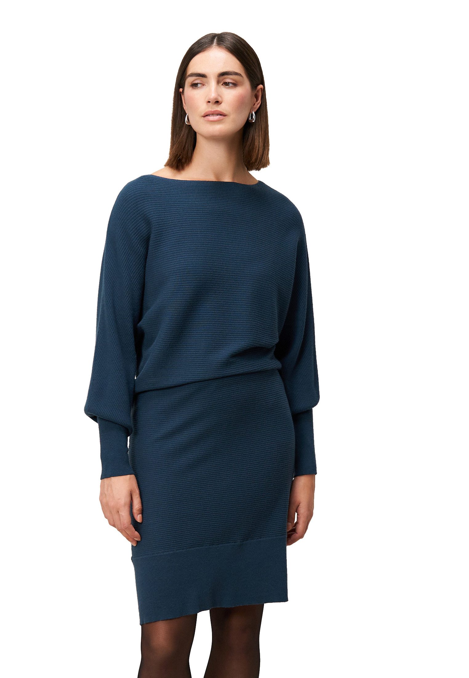 Zero Strickkleid Damen strukturiert U-Boot Ausschnitt Plain/ohne Details