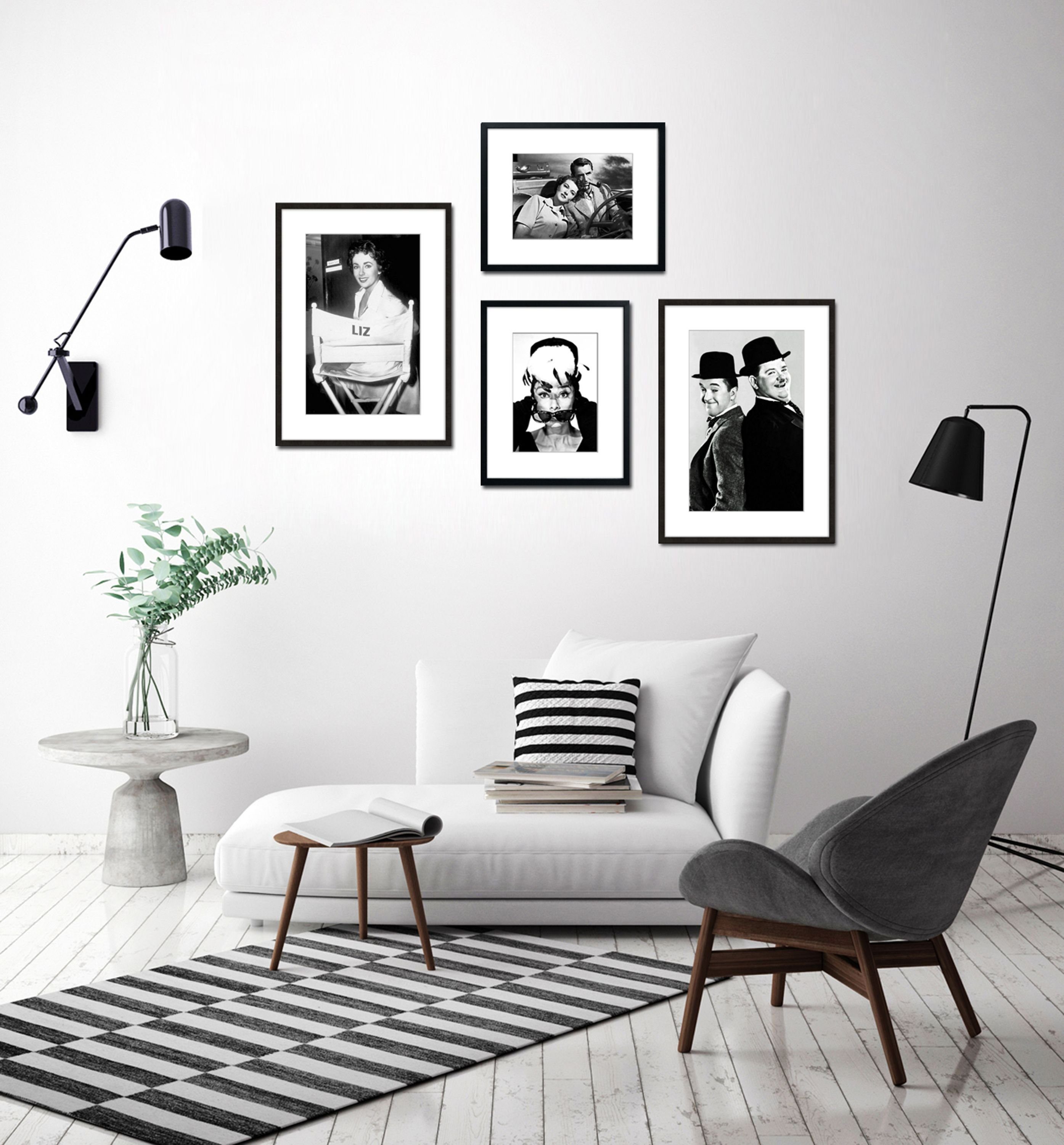Bild Bild Laurel / und Dick Poster / Film-Stars: Laurel schwarz-weiß artissimo & mit 51x71cm Hardy & / Rahmen Rahmen Hardy, mit gerahmt Doof