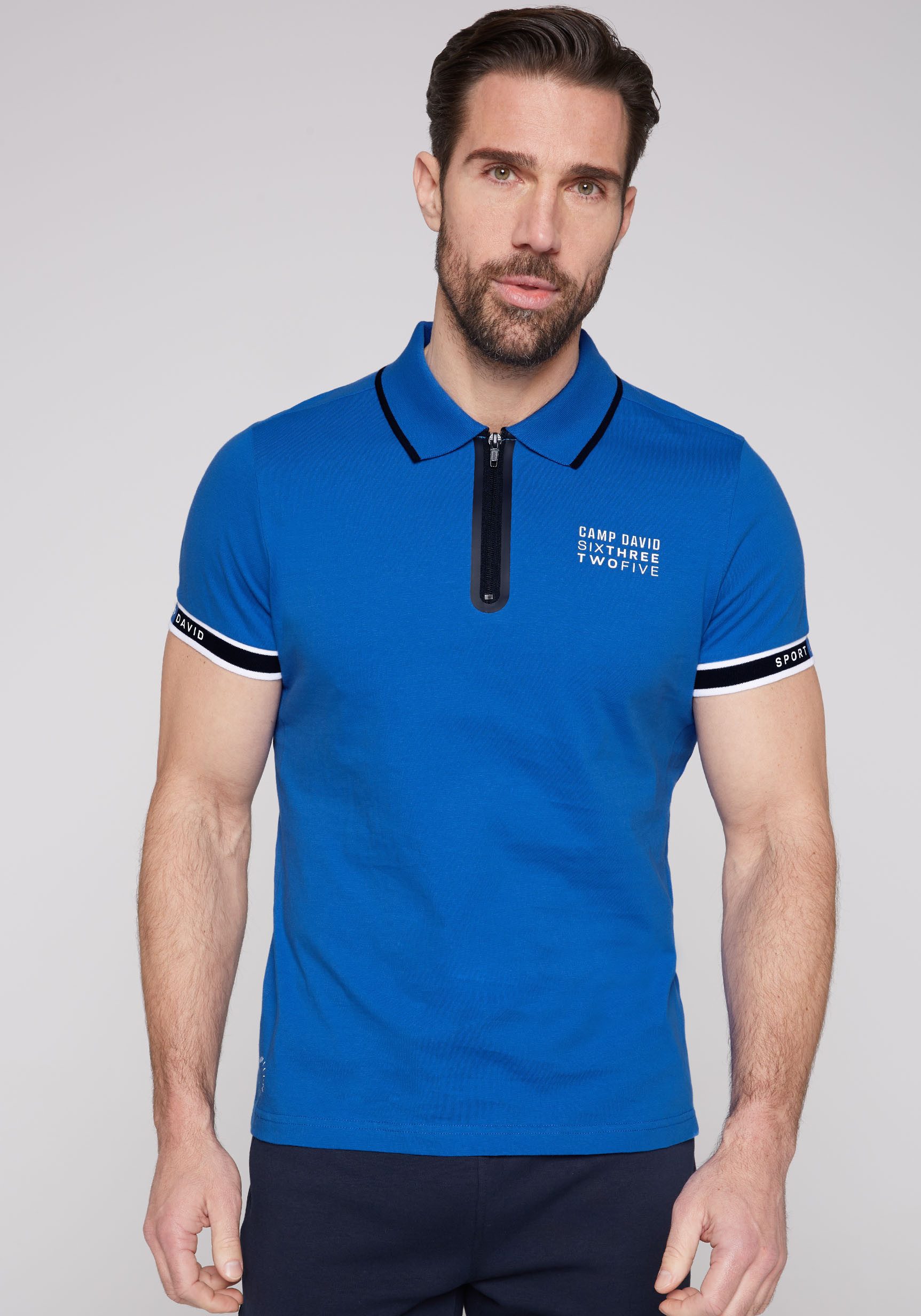 CAMP DAVID Poloshirt mit kontrastreichen Details