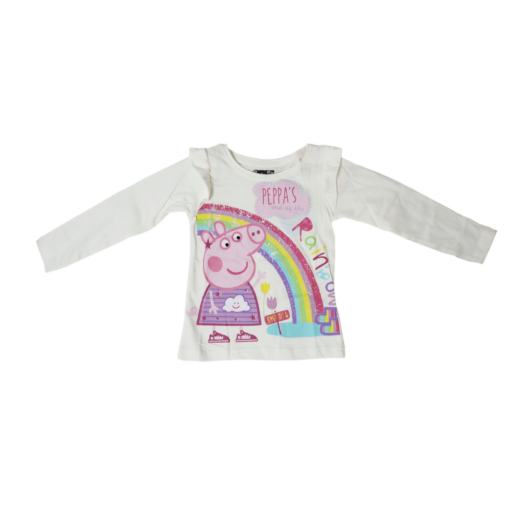 Peppa Pig Langarmshirt Peppa Wutz Baby Kinder langarm Shirt Gr. 92 bis 116, 100% Baumwolle Weiß