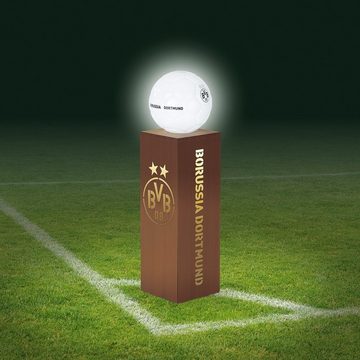 BVB Dekosäule LED Rost-Optik Leuchtkugel 84cm braun, BVB Fußball Garten Dekoration Deko Gartenleuchte Terrassen