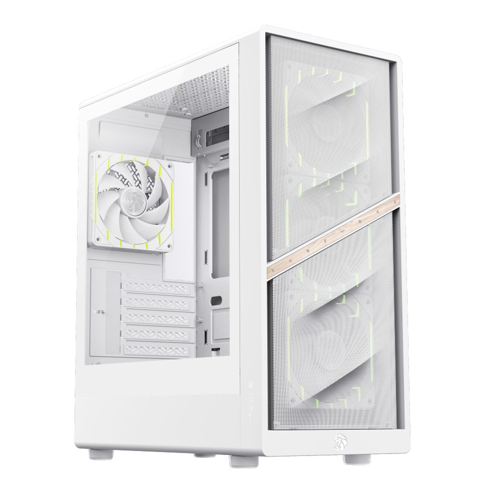 GAMEMAX Gaming-Gehäuse AERIS 330 MW, Mini-Tower, ohne Netzteil, USB/Audio, ATX, M-ATX, ITX; USB-Typ C, USB 2.0, USB3.0