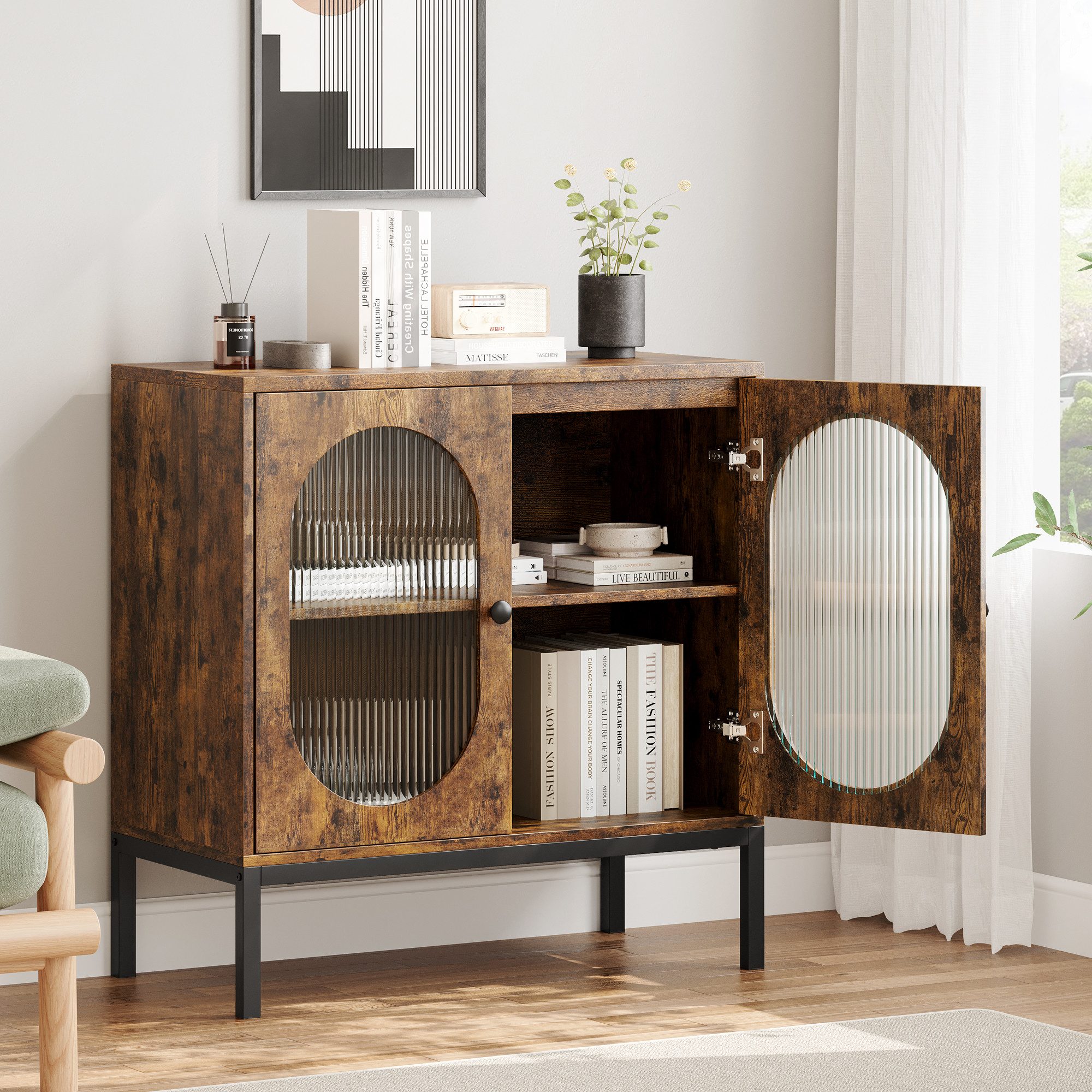 GarveeMore Sideboard mit 2 Türen und verstellbaren Regalen,83x80x40cm, Küch günstig online kaufen