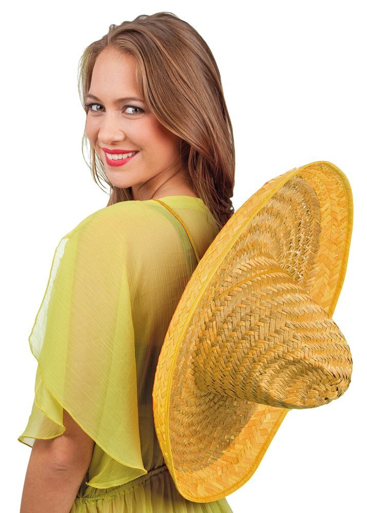 Funny Fashion Strohhut Sombrero Santiago Ø 50 cm - Hut zum Mexiko Kostüm