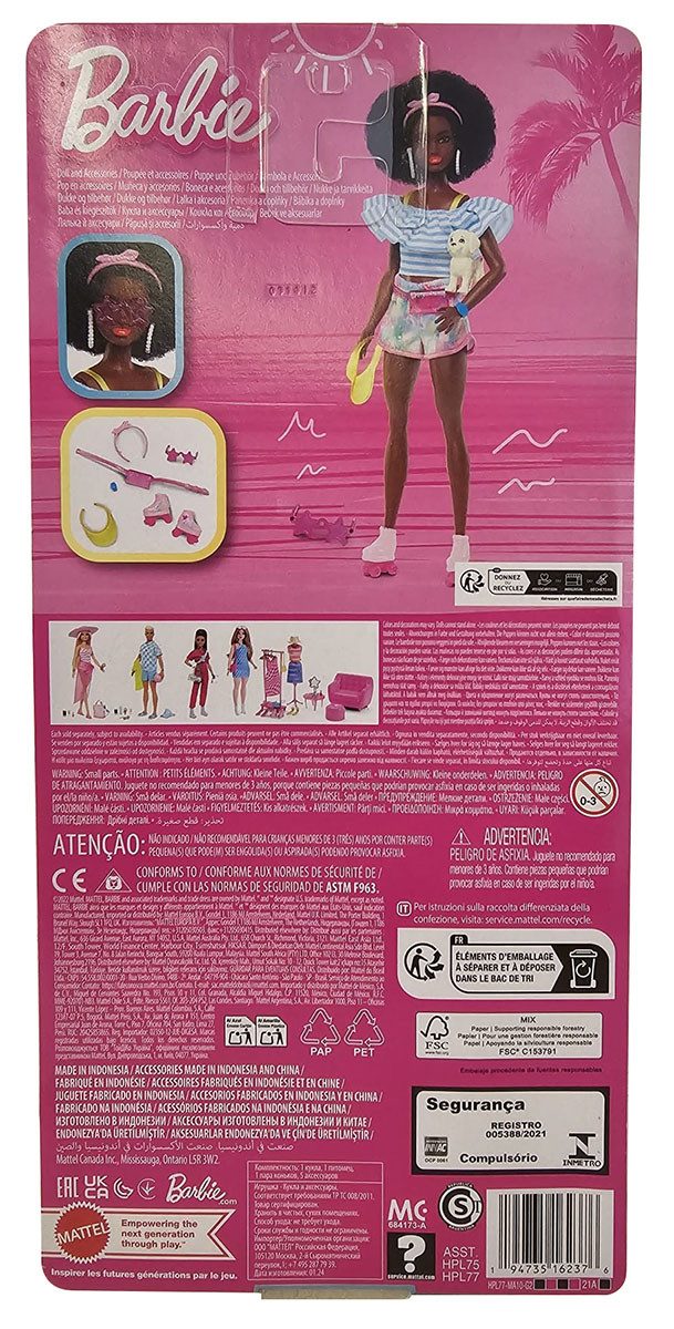 Barbie Stehpuppe Mattel HPL77 Barbie Puppe mit Afro Style Rollschuhe Pink t günstig online kaufen
