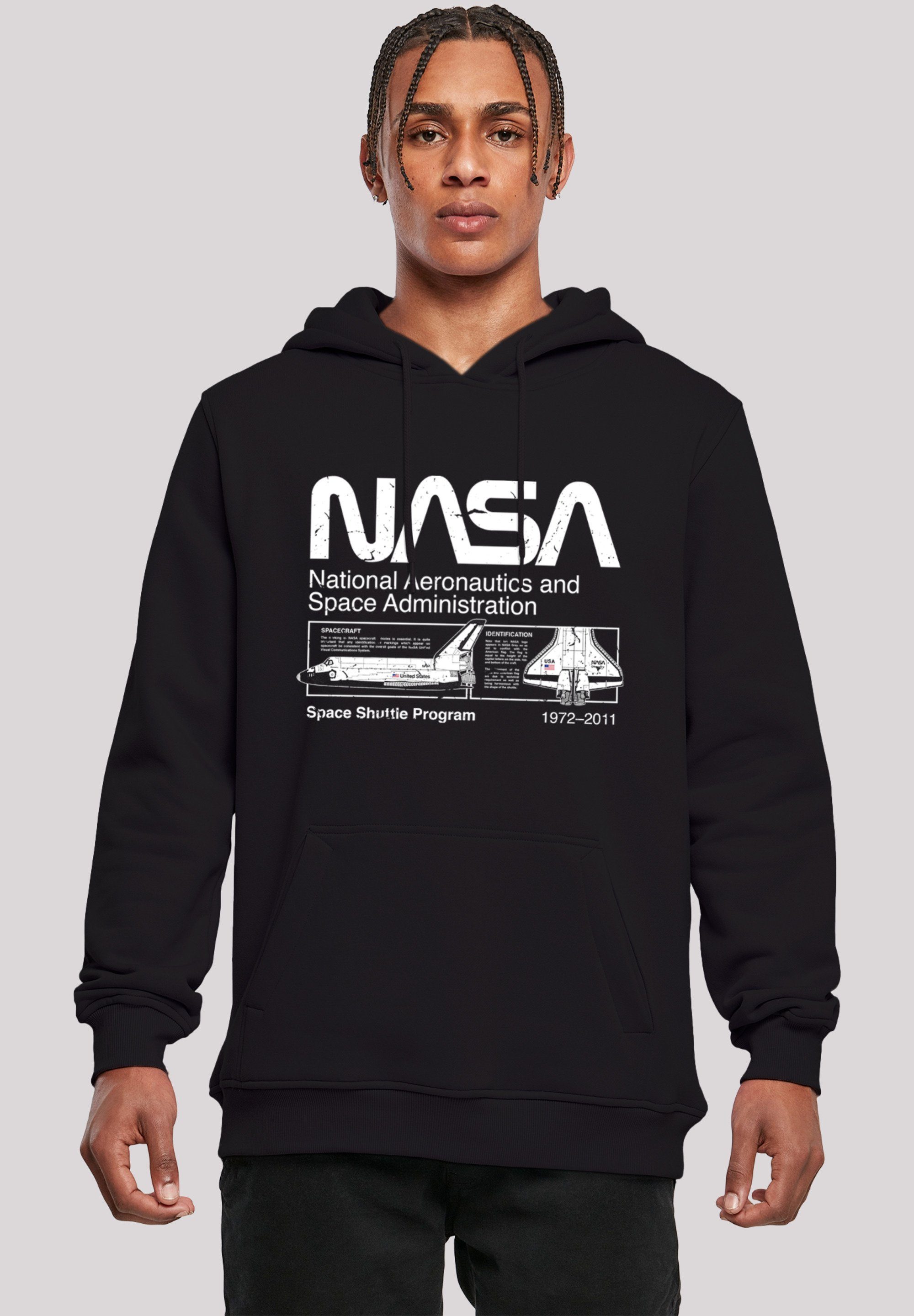 F4NT4STIC Sweatshirt NASA Classic Verstellbare ,Slim-Fit,Kapuzenpullover,Bedruckt, Space Merch Shuttle und Kängurutasche Herren,Premium Kapuze Black geräumige