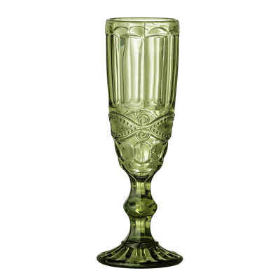 Bloomingville Sektglas Florie 4er Set, Grün Glas Kelch Pokal dänisches Design modern elegant 150 ml