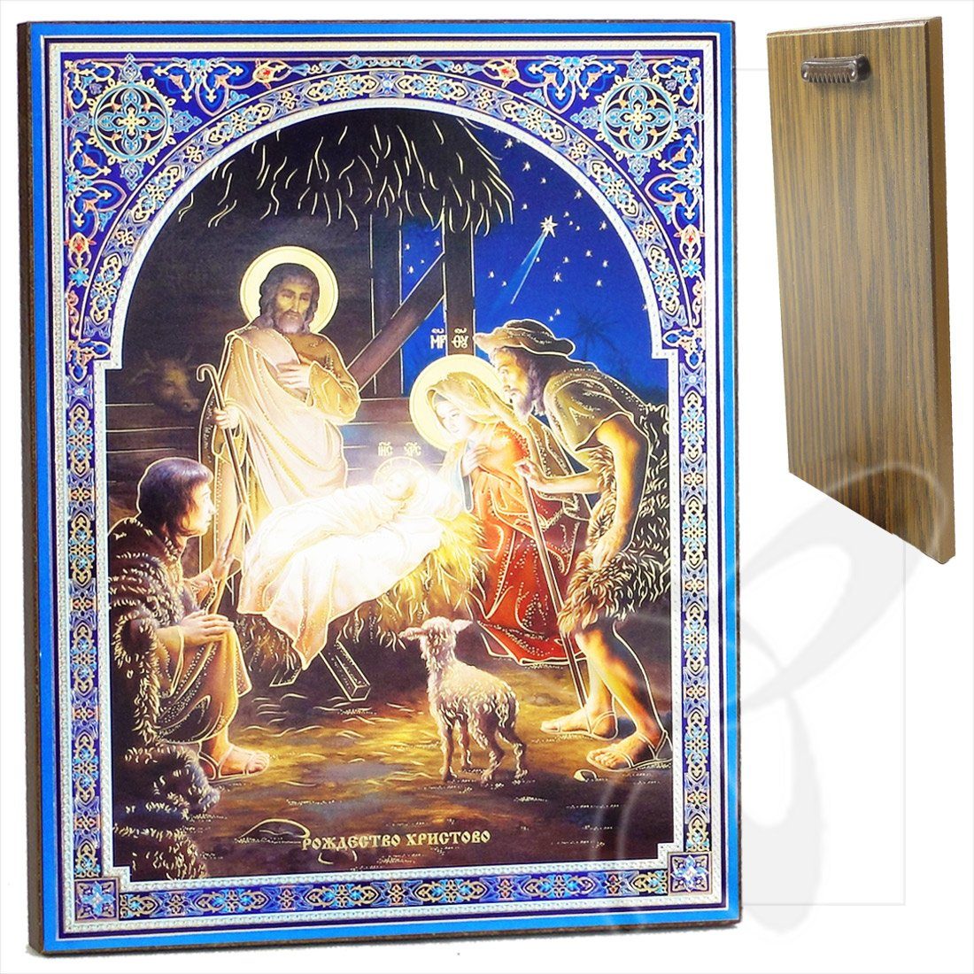 NKlaus Bild Ikone Geburt Jesu Christi Weihnachten Holz 30x40 Icône Икона Рождество, Religion