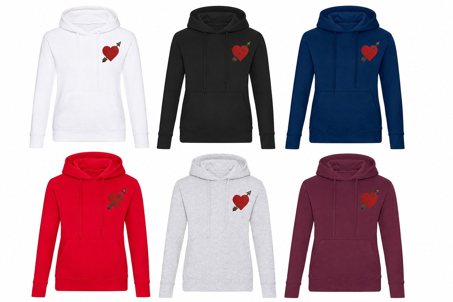 Blondie & Brownie Hoodie Damen Hoodie Herz Pfeil Patch Kapuzenpullover Love Symbol Freizeit (Einzelstück, Einzelartikel) Liebespfeil Brustpatch Damenhoodie