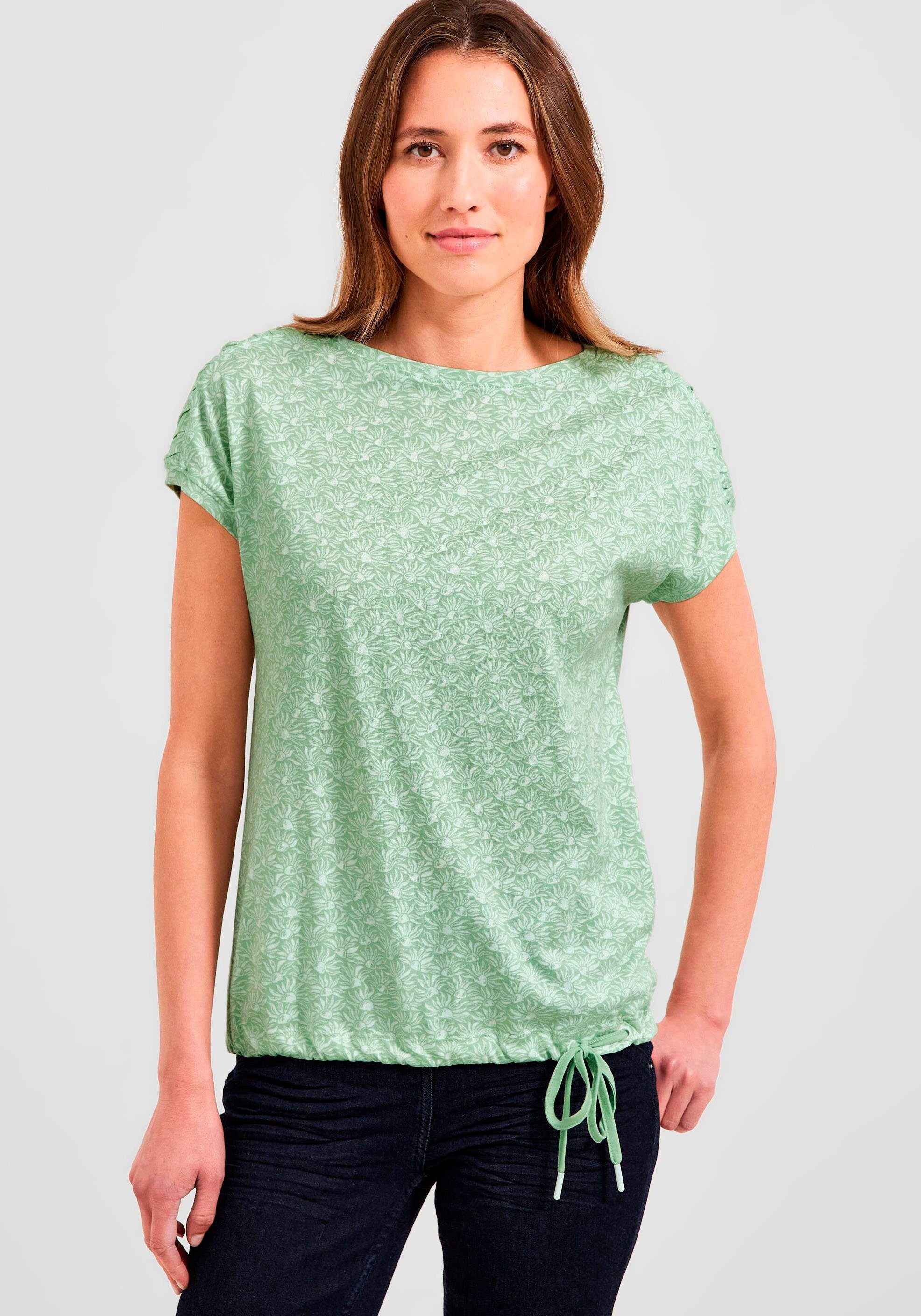 Cecil T-Shirt mit Raffungen an den Schultern green