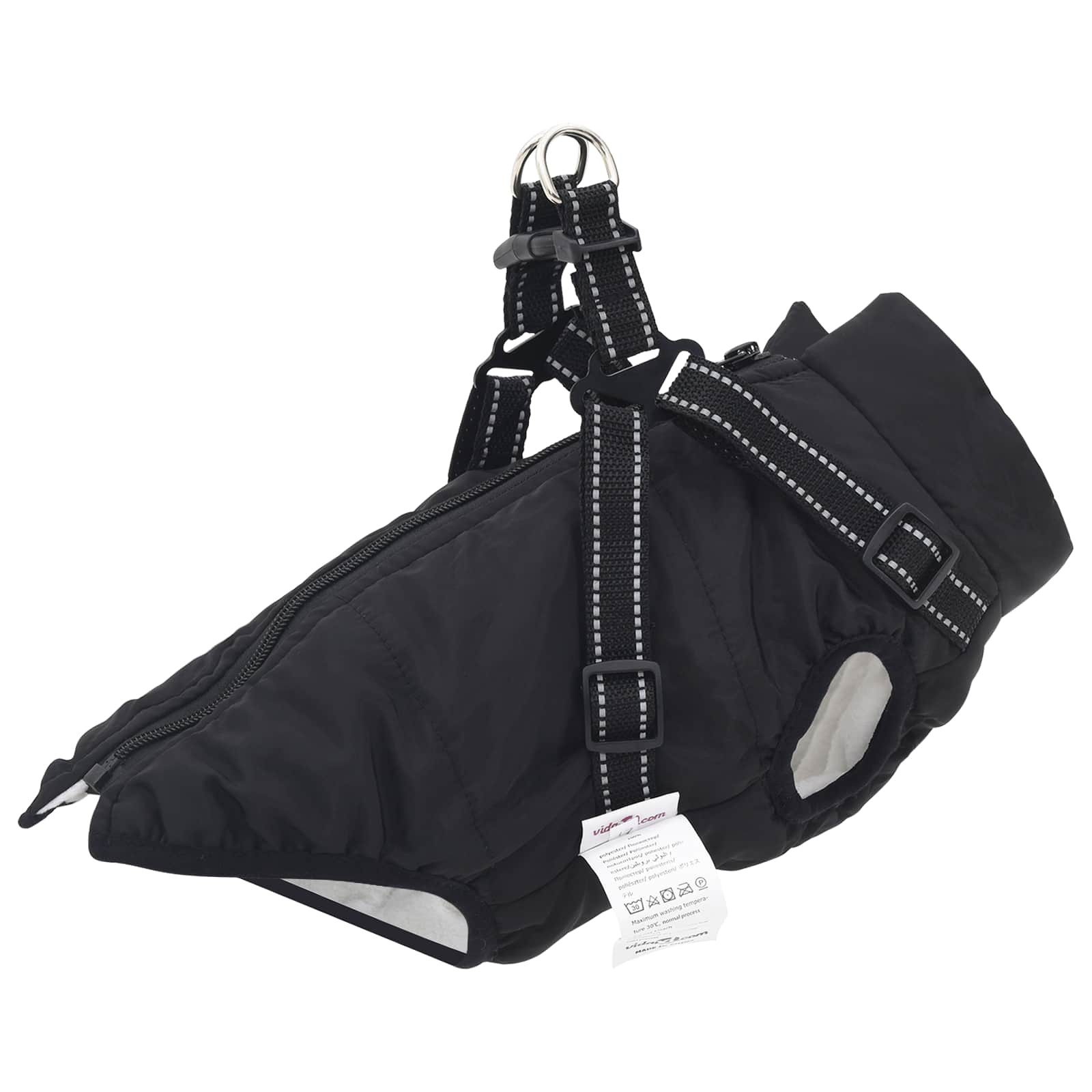 vidaXL Hundemantel, Hundemantel mit Geschirr Schwarz S Fleece und Polyester