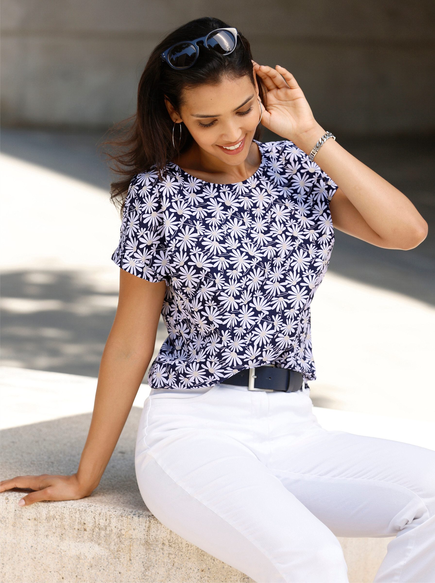 Sieh an! Klassische Bluse Kurzarm-Bluse Kurzarm