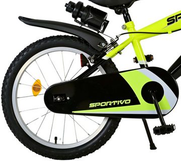 Volare Kinderfahrrad 18 Zoll Fahrrad Kinderfahrrad MTB BMX Rad Bike Sportivo Gelb 2075, 1 Gang, Seitenständer, Schutzbleche, Trinkflasche, Kettenschutz