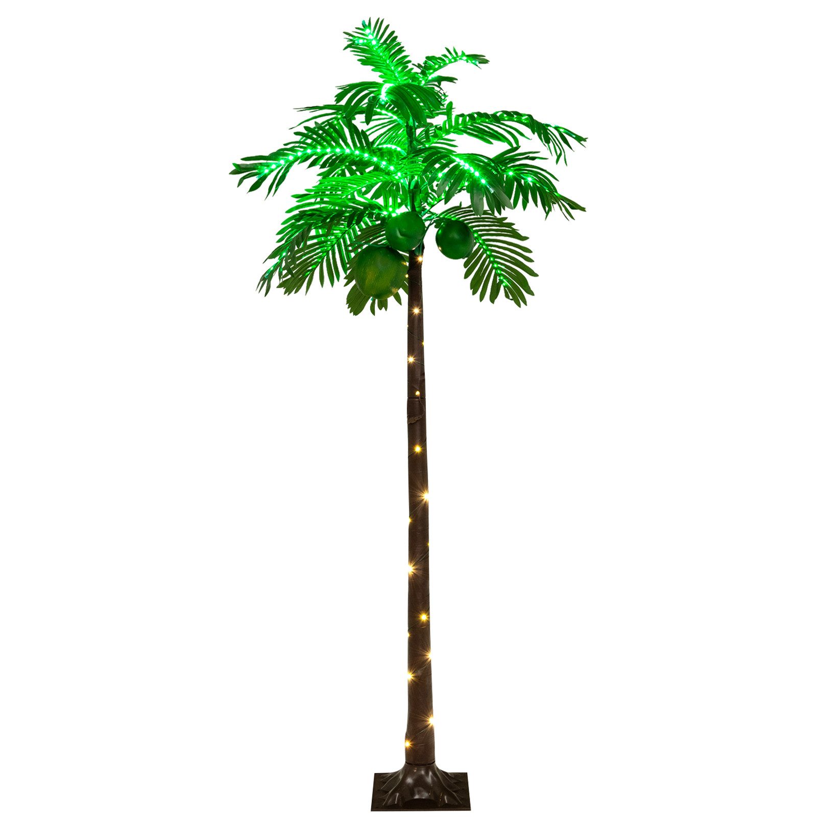 Kunstpalme, COSTWAY, Höhe 180 cm, mit 309 LEDs & 3 Kokosnüssen