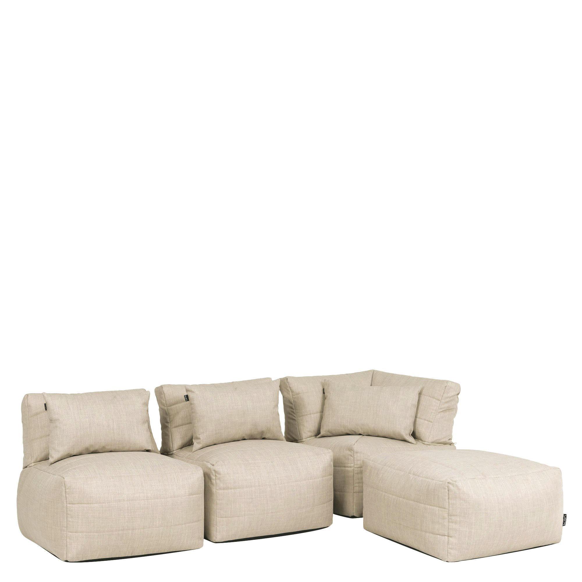 icon Gartenlounge-Set Modulares Outdoorsofa 4 Stück aus Webstoff „Noa“, (Spar-Set, 1 x Ecksofa, 2 x Sessel, 1 x Hocker), Made in Germany, UV-beständig, wetterfest